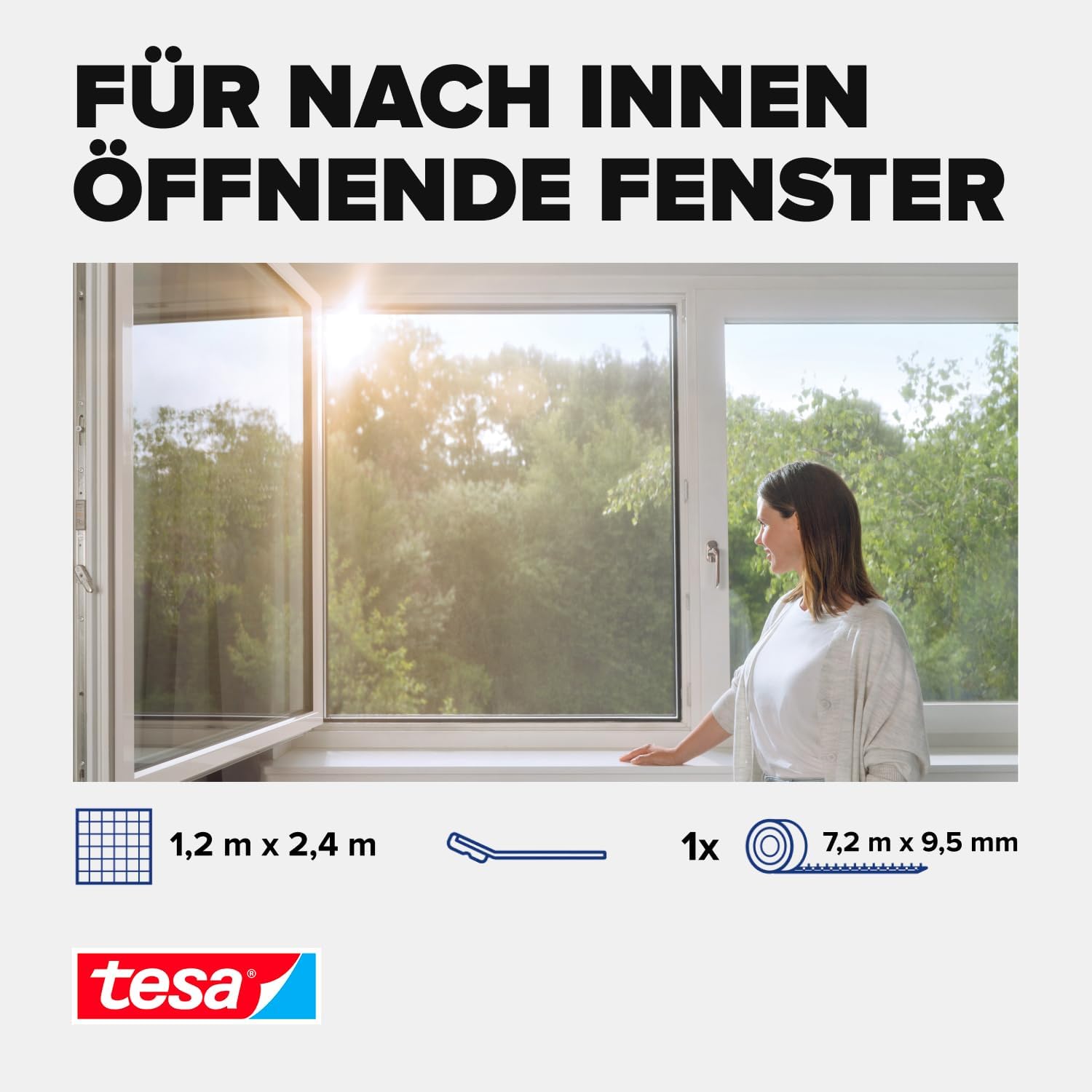 Thumbnail 3 de tesa INSECT STOP 2-in-1 Pollen- und Fliegengitter Premium (zuschneidbar) – Anthrazit, 120 x 240 cm