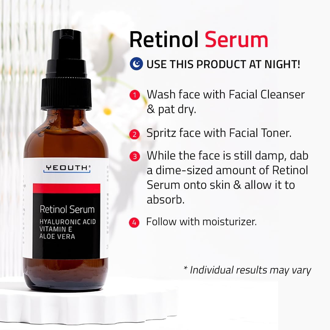 Thumbnail 4 de Sérum visage nuit au rétinol YEOUTH, acide hyaluronique & vitamine E (59 ml)