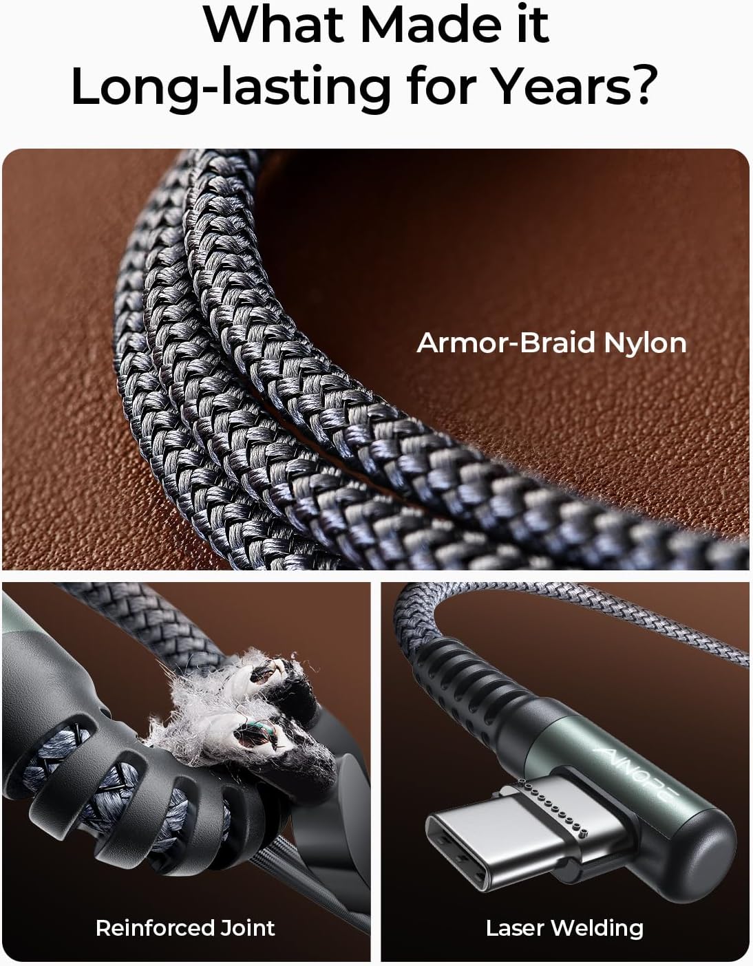 Thumbnail 4 de AINOPE USB C Charger Cable 2m — Fast Charging for iPhone & Samsung