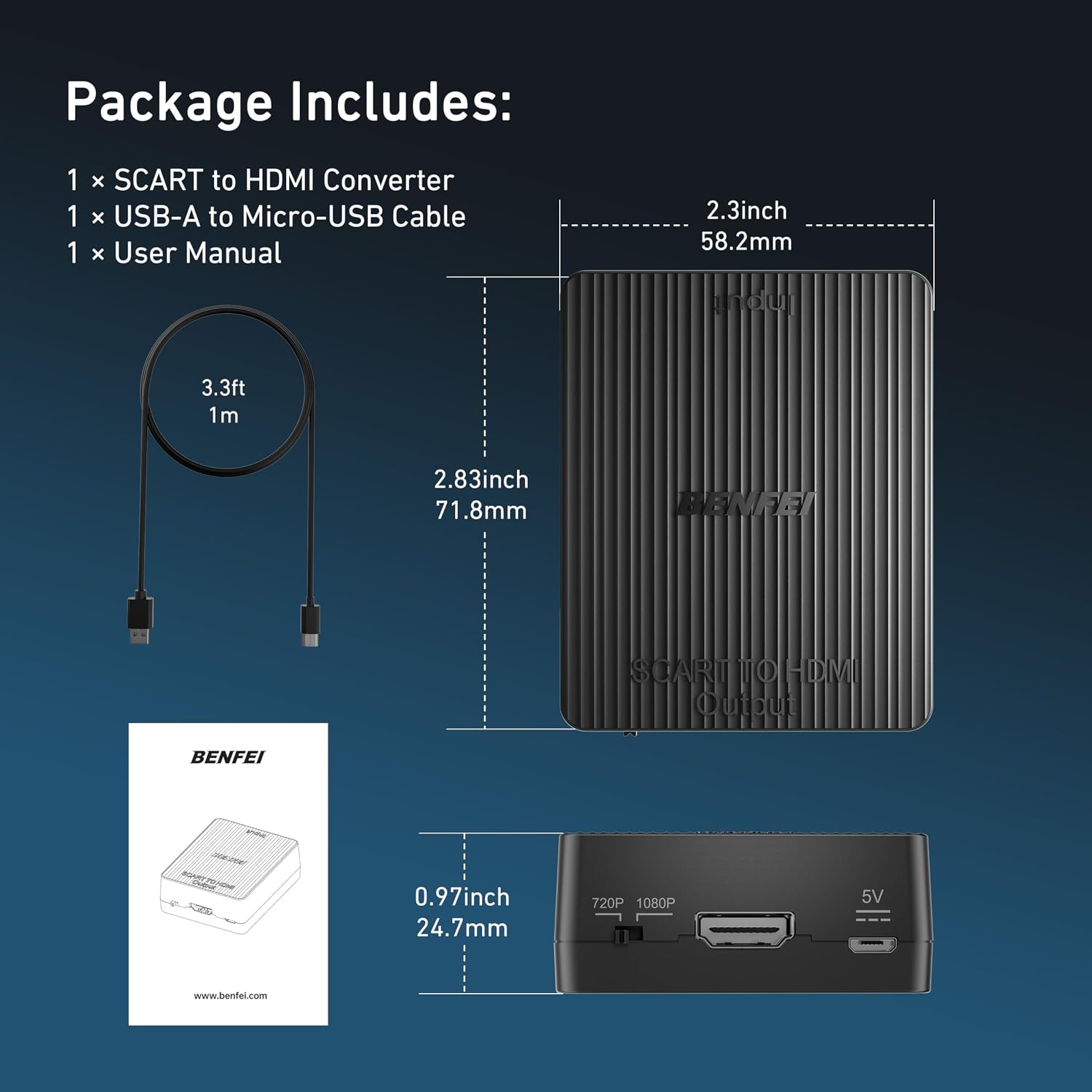 Thumbnail 6 de BENFEI SCART to HDMI Adapter: SCART Composite AV/S-Video to HDMI (PAL/NTSC)