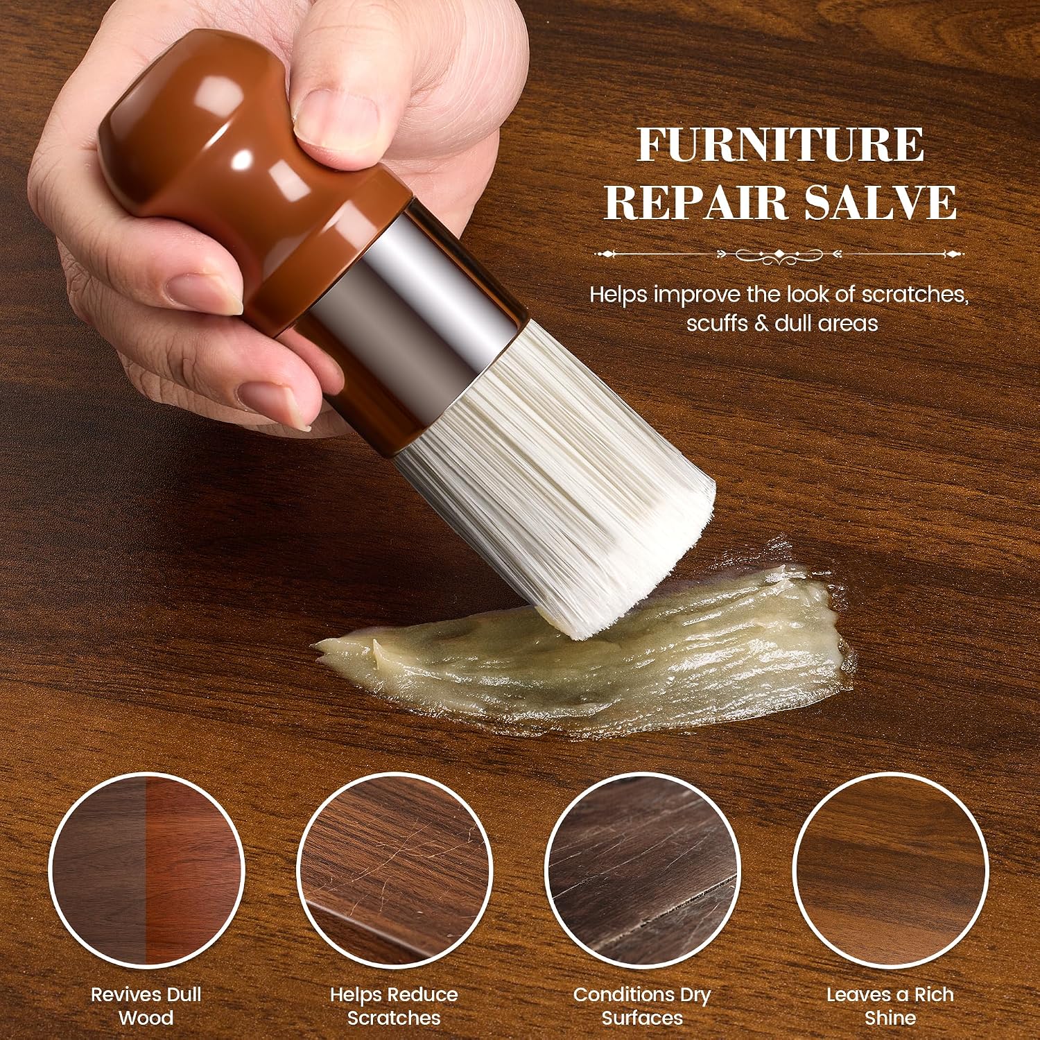Detalle de LUXGROVE Wood & Leather Furniture Salve, 8 oz Conditioning Balm