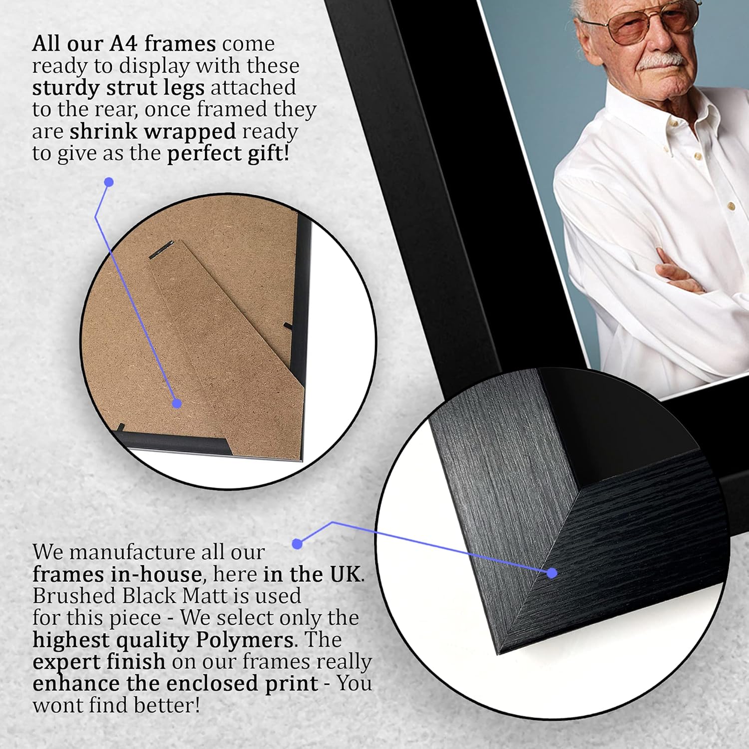 Thumbnail 6 de HWC Trading A4 FR Stan Lee Marvel framed autograph print (A4 black polycarbonate frame)