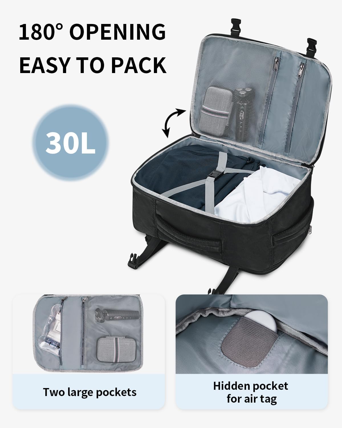 Thumbnail 3 de ECOHUB Easyjet Cabin Bag 45x36x20 Underseat Bag – 30L Recycled PET Carry-On