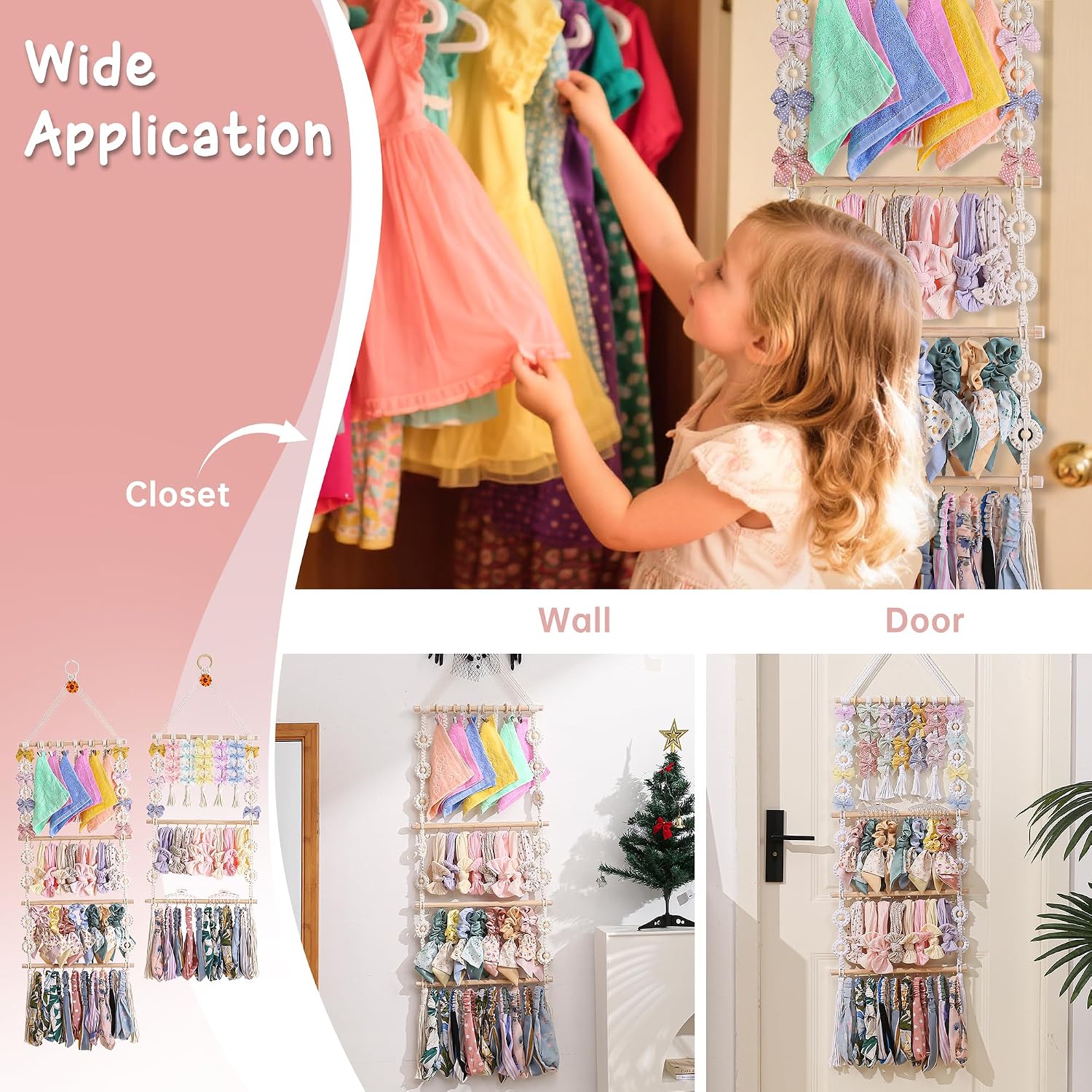 Detalle 2 de Officentra Bow Organizer for Girls with 20 Metal Hooks and 5 Lanyards