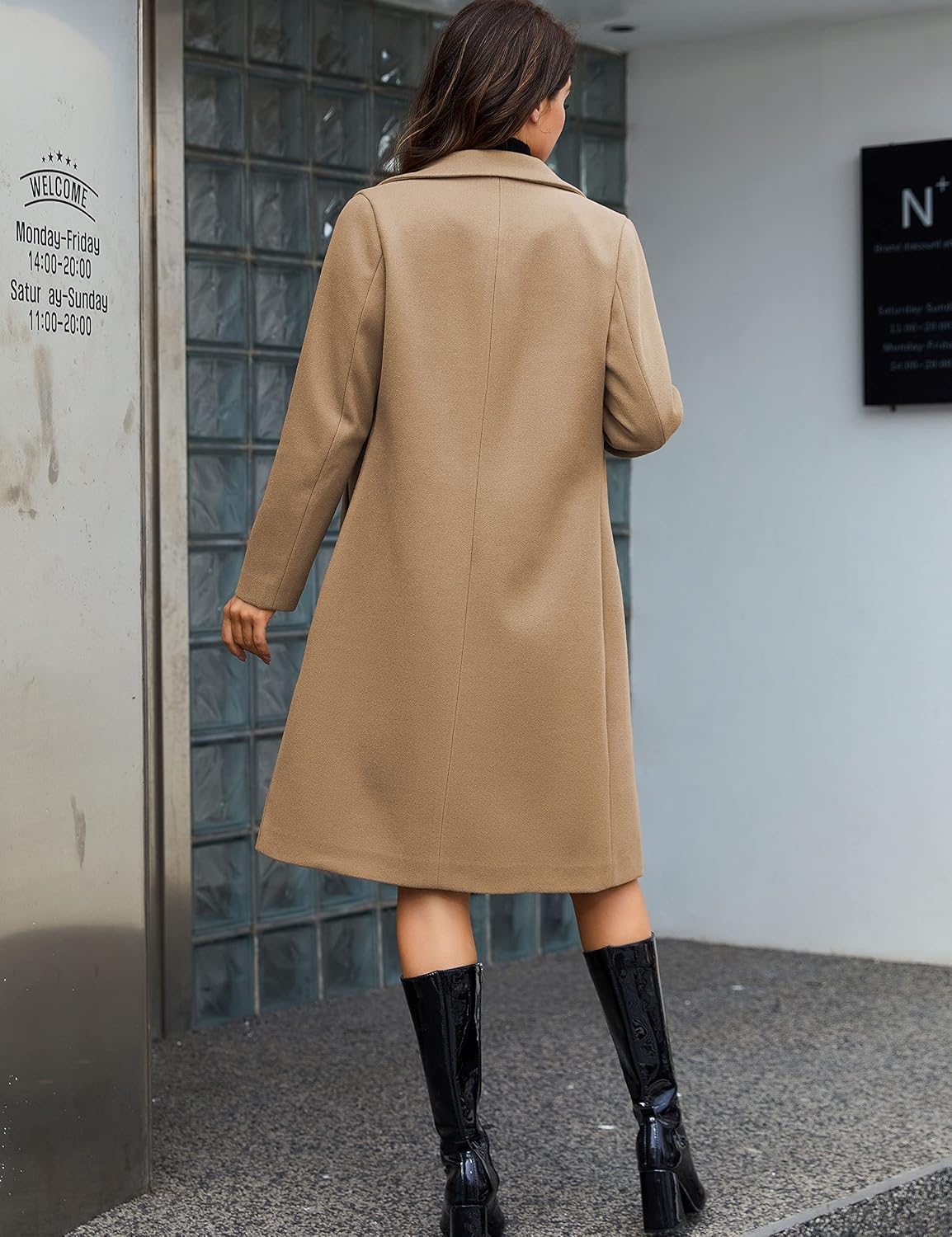 Detalle 2 de Tanming Women's Notch Lapel Double-Breasted Wool Coat