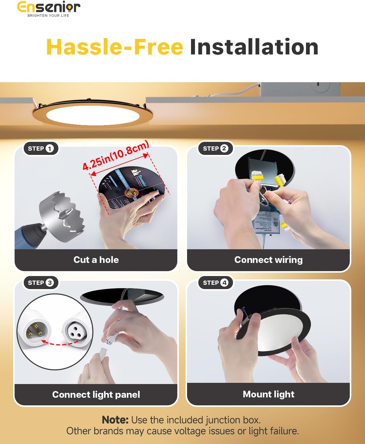 Detalle 1 de Ensenior 4-Inch LED Recessed Ceiling Light