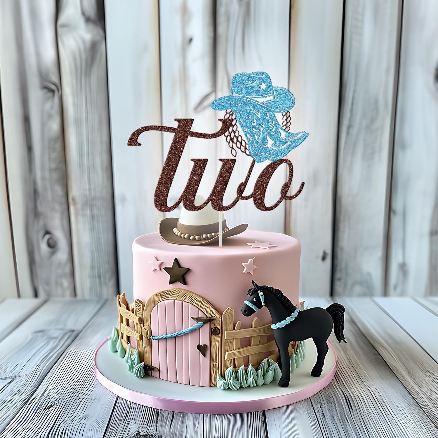 Detalle de Cowboy Two Cake Topper, 5.9 x 4.4 Inches