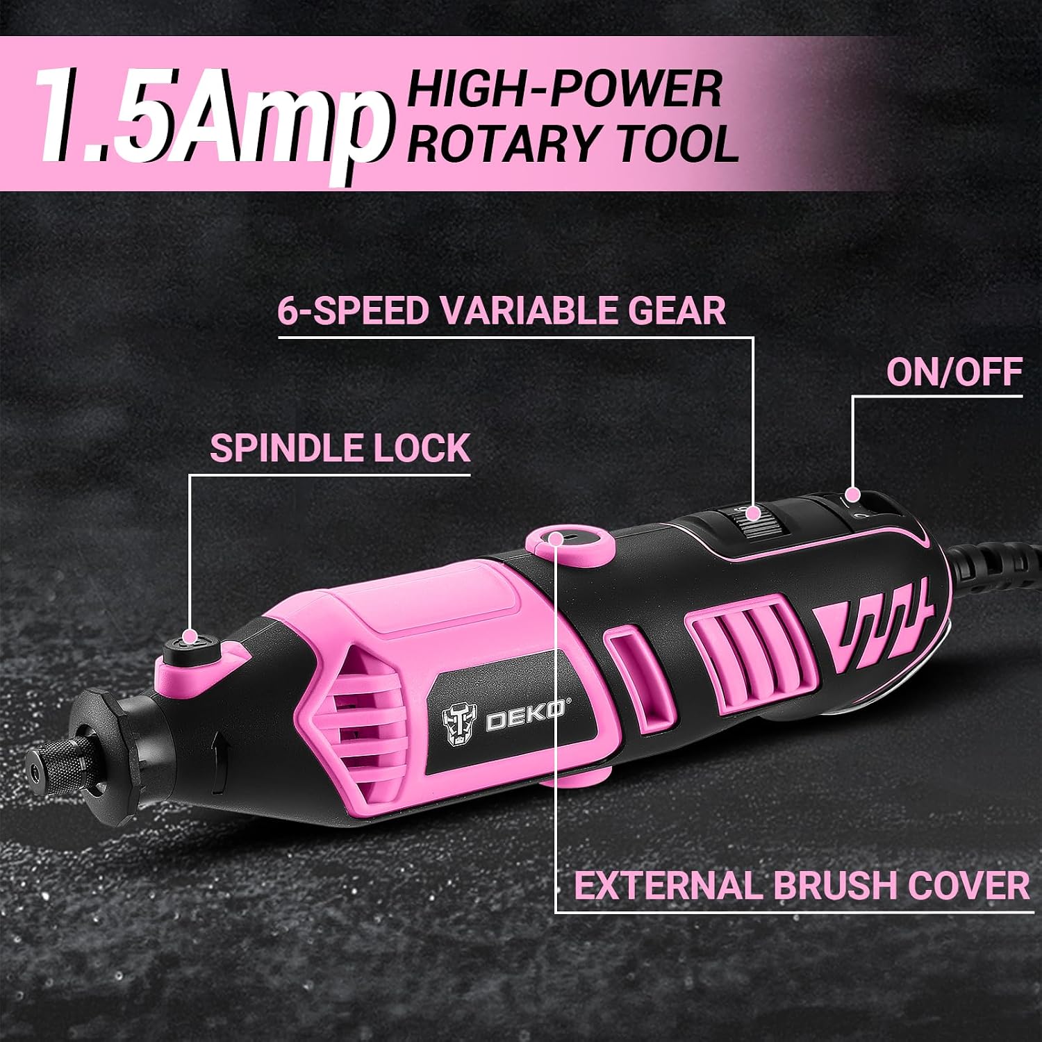Thumbnail 2 de DEKOPRO DKRT170Y1P-S2-BS-1 Rotary Tool Kit with Flex Shaft, Variable Speed