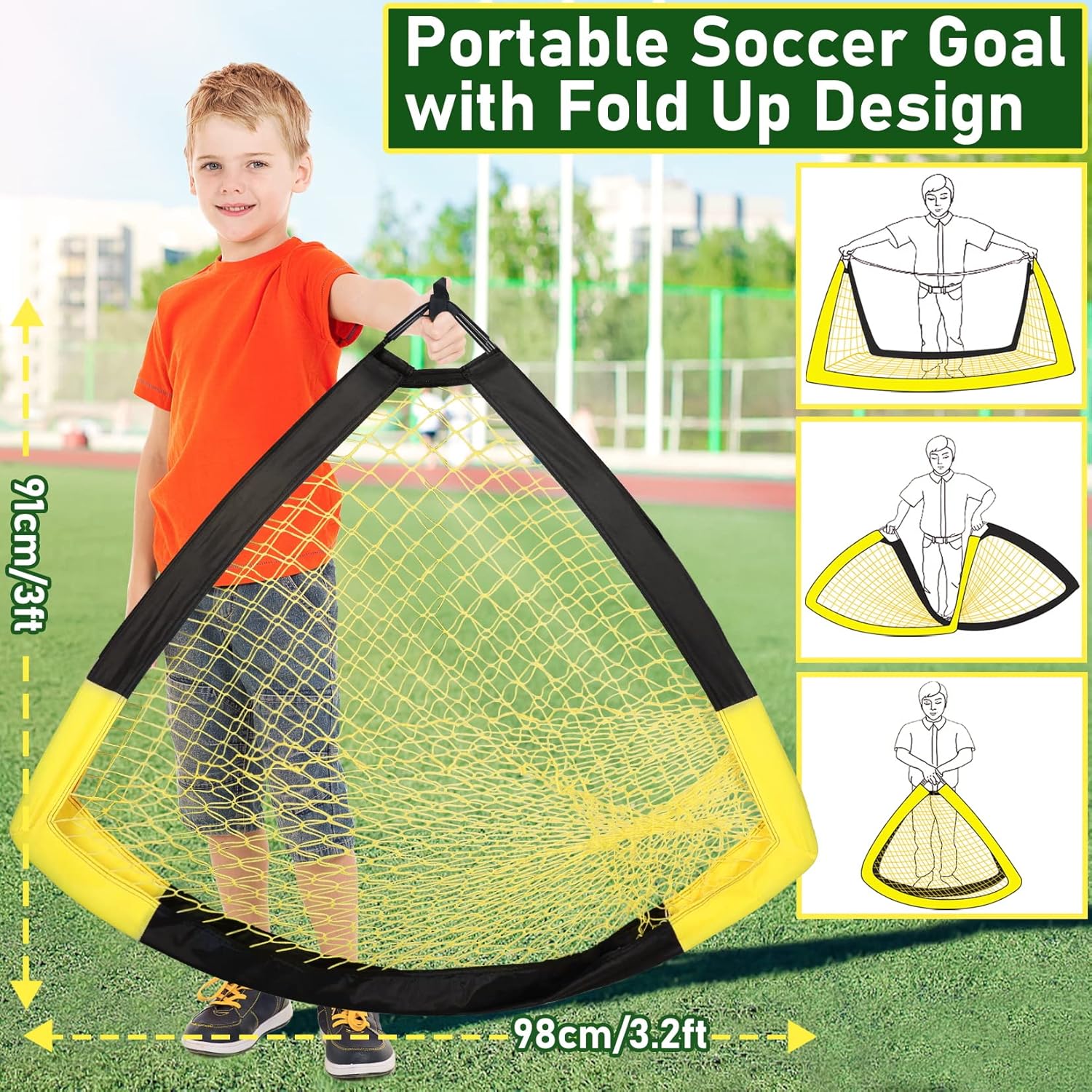 Thumbnail 2 de Happy Jump Portable Pop Up Football Goals 7x5 ft ⚽