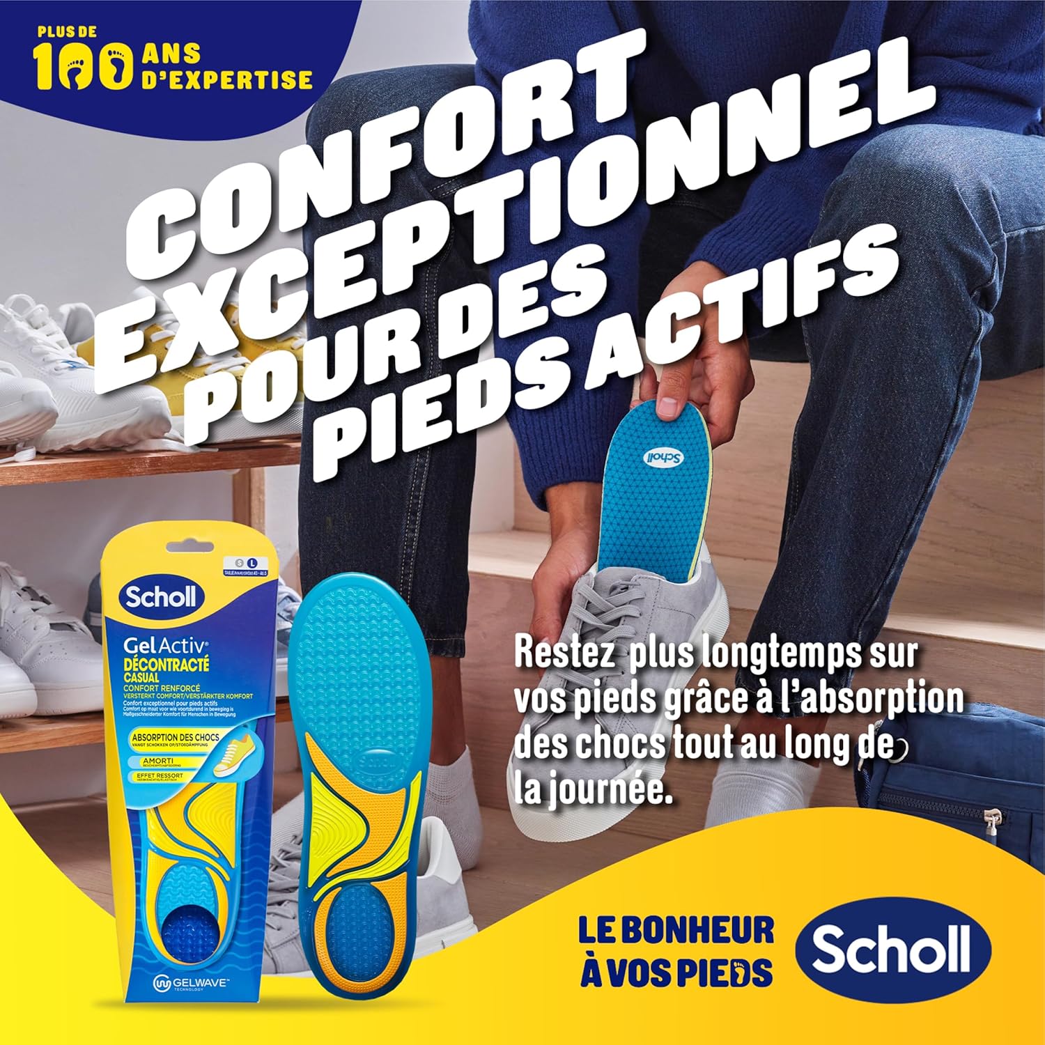 Detalle 2 de Dr. Scholl's Semelles GelActiv Décontracté pour hommes – GelWave et mousse mémoire, taille 40–46,5