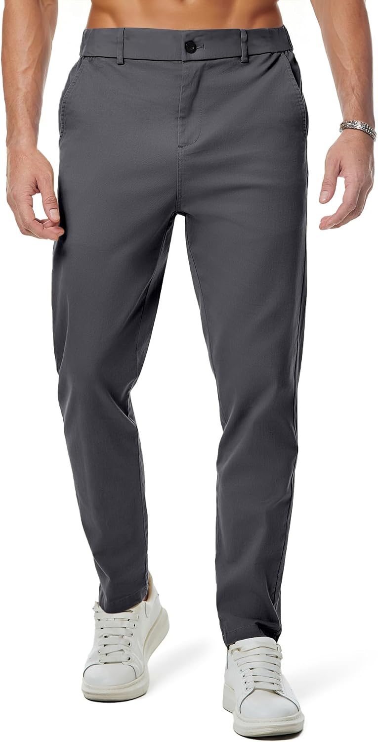 Detalle de JMIERR Herren Baumwolle Chino Stretch Cargohose mit elastischem Bund und Taschen
