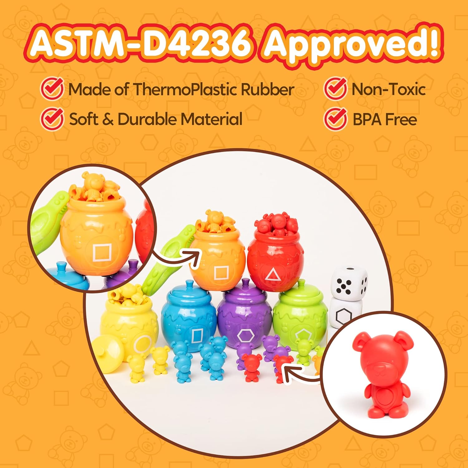 Thumbnail 3 de JOYIN Counting & Sorting Bears Toy Set with Matching Sorting Cups (72 Bears, 6 Colours) Toddler Montessori STEM Game