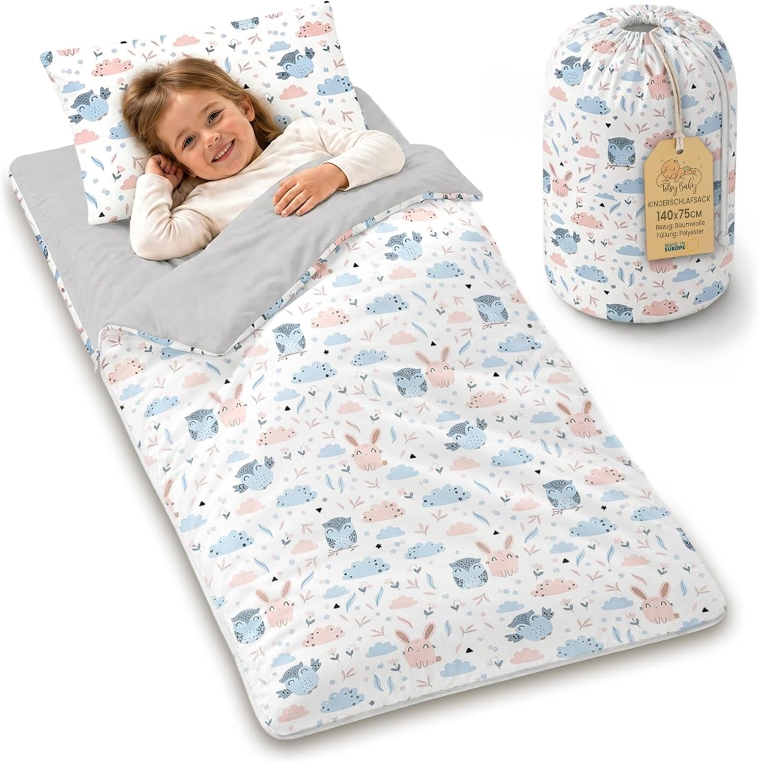 Detalle de Schlafsack Kinder 75x140 cm Eulen