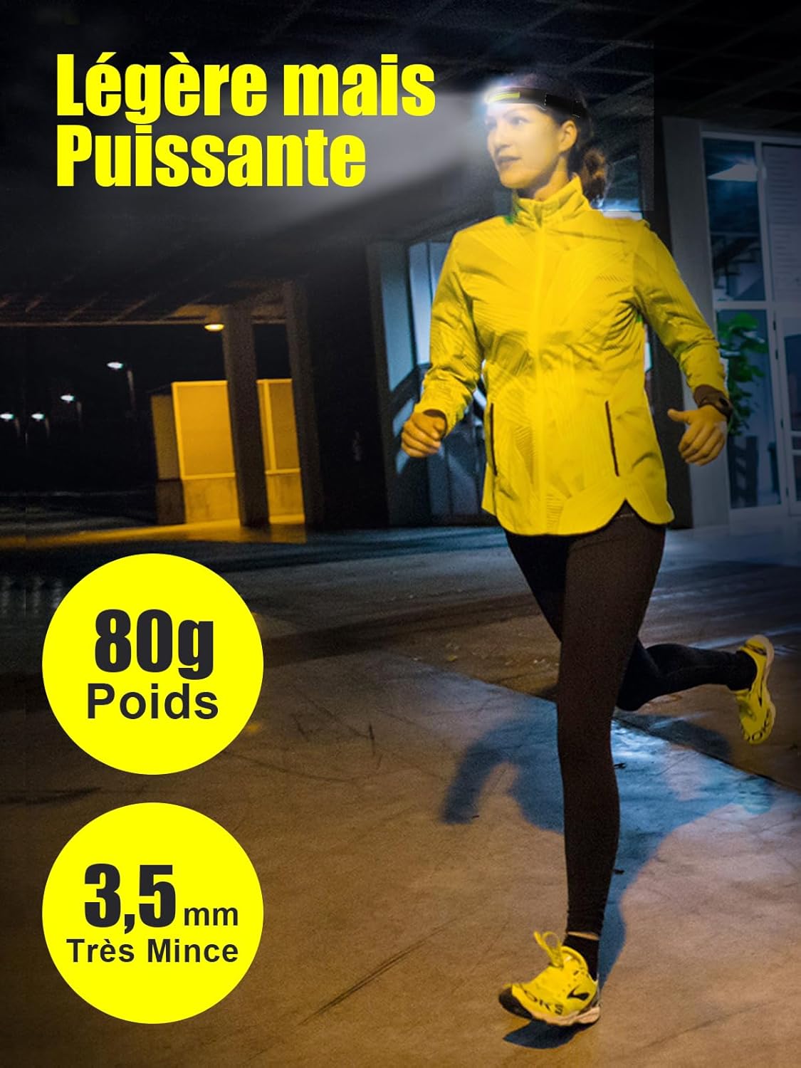 Detalle 2 de UNBON Lampe Frontale LED Ultra Puissante - USB-C, 5 modes, détection de mouvement, IPX4