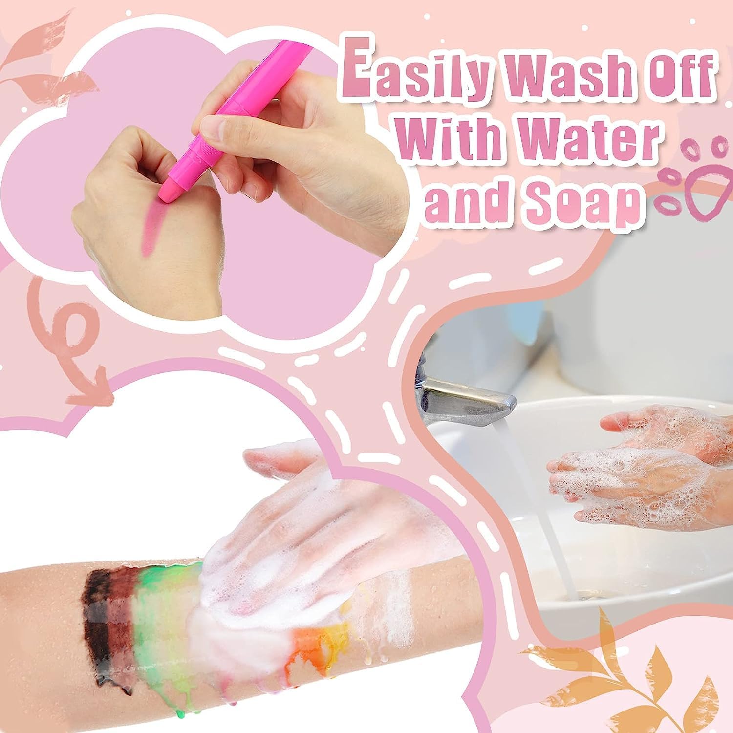 Detalle de Set Truccabimbi 12 Colori per Body Painting – Sicuro per pelli sensibili e gravidanza