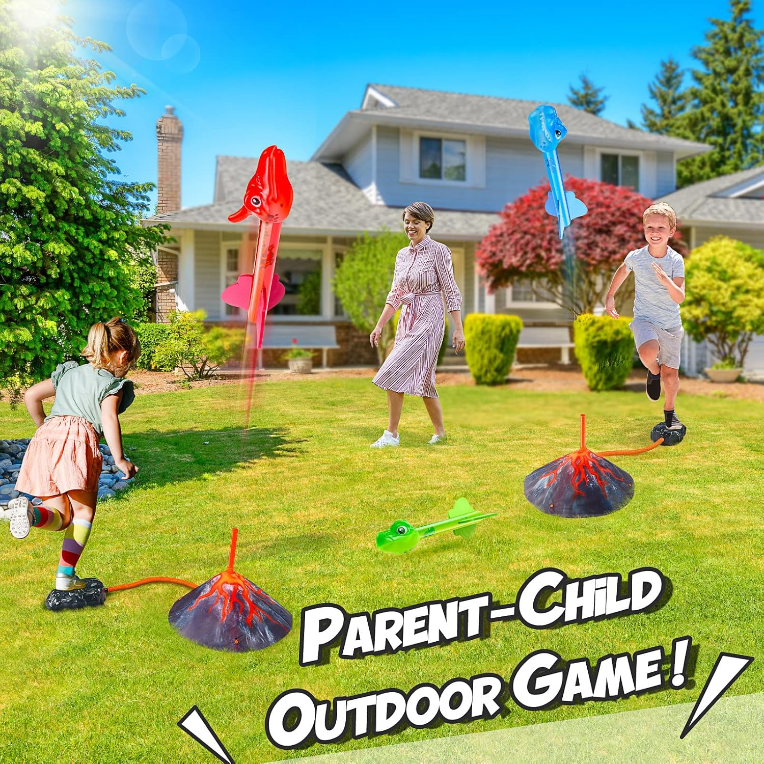 Detalle 2 de Anginne Dinosaur Toys with Rocket Launchers for 3–8 Year Olds – Outdoor Garden Play