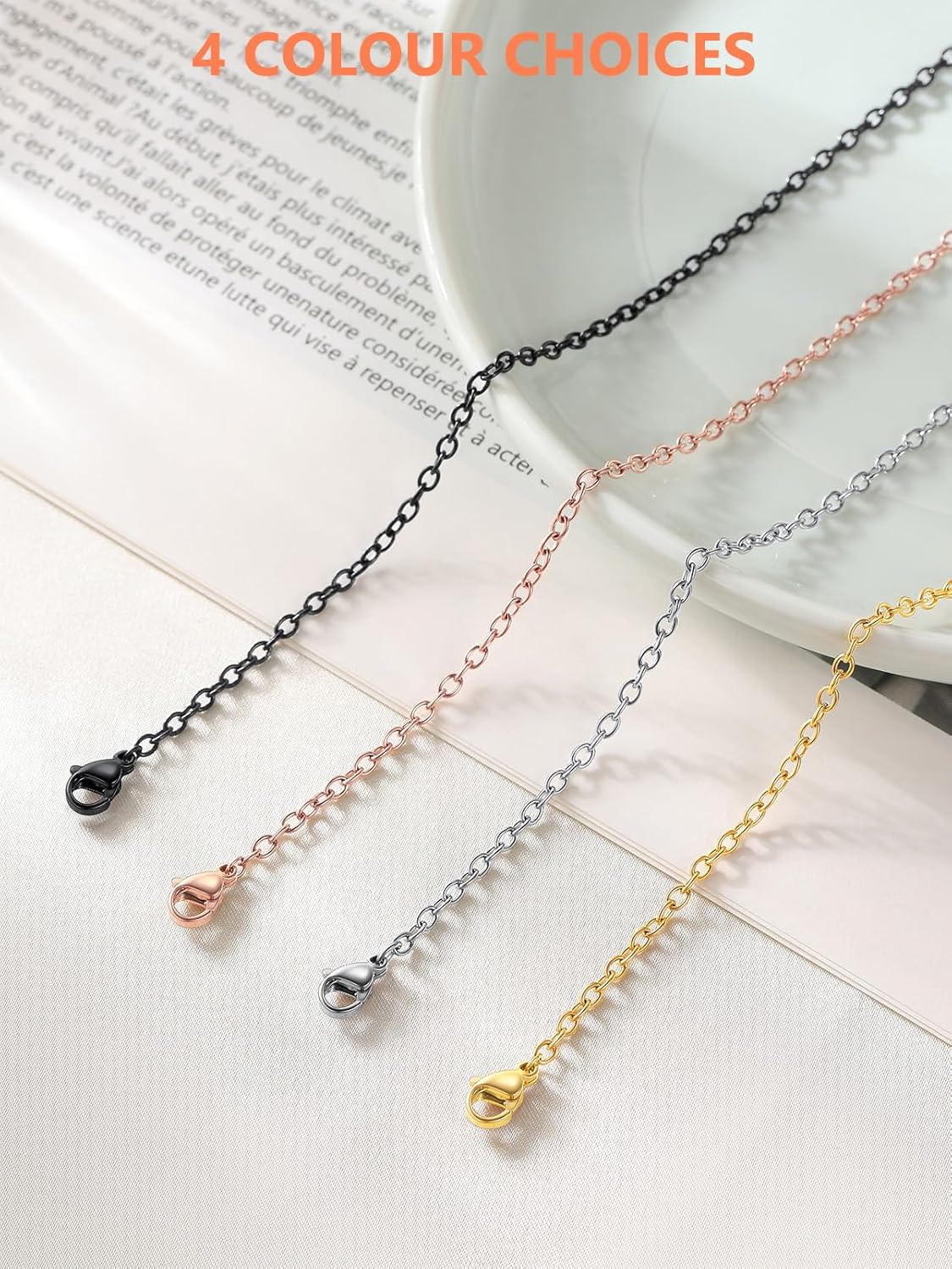 Thumbnail 5 de Silvora Chaîne gourmette en acier inoxydable pour femme – 2 mm, longueur réglable 36–76 cm