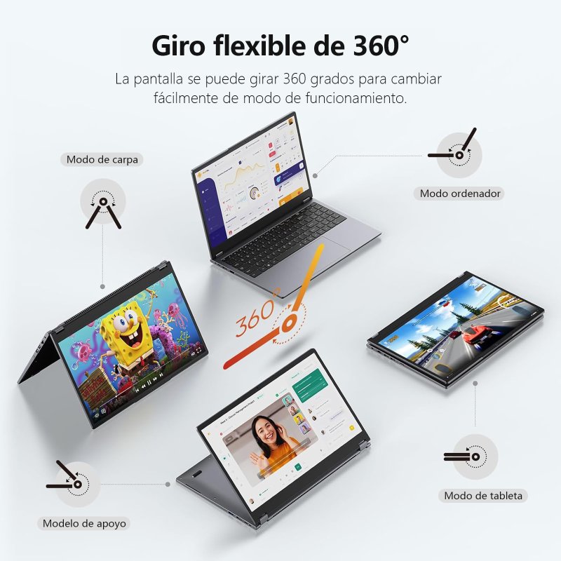 Detalle 1 de Vanwin 15.6" AMD Ryzen 3 – Laptop Táctil 360° con Windows 11