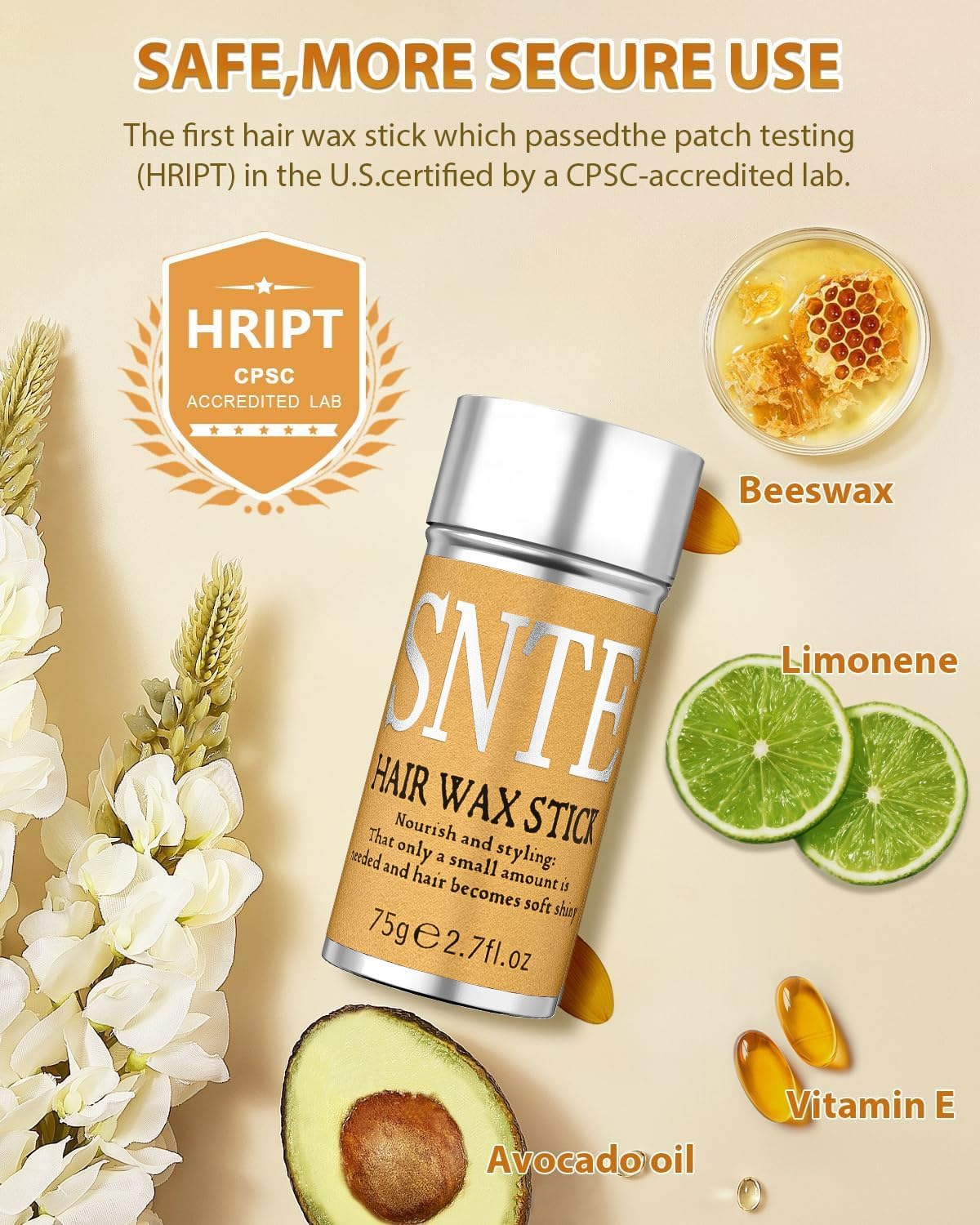 Detalle 1 de Samnyte Hair Wax Stick, 2.7 Fl Oz Flyaway Tamer with Castor Oil
