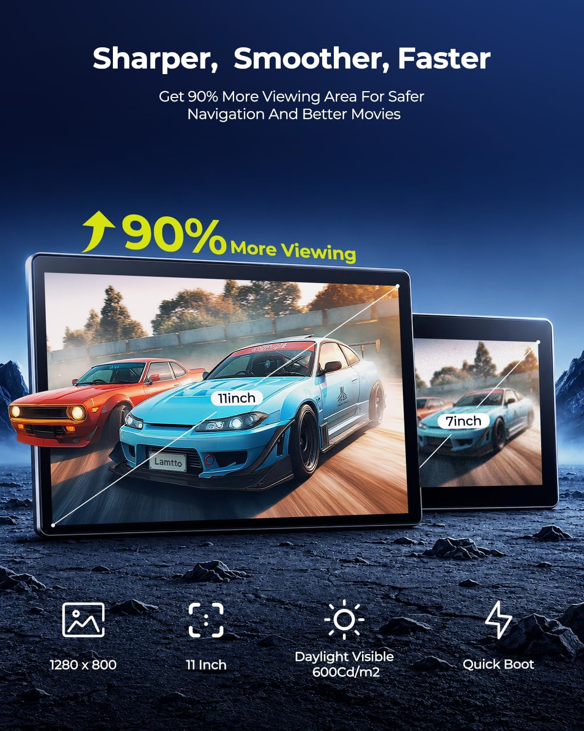 Thumbnail 3 de LAMTTO 11-Inch Wireless CarPlay Screen for Cars with YouTube & TikTok – All-in-One Entertainment and Navigation