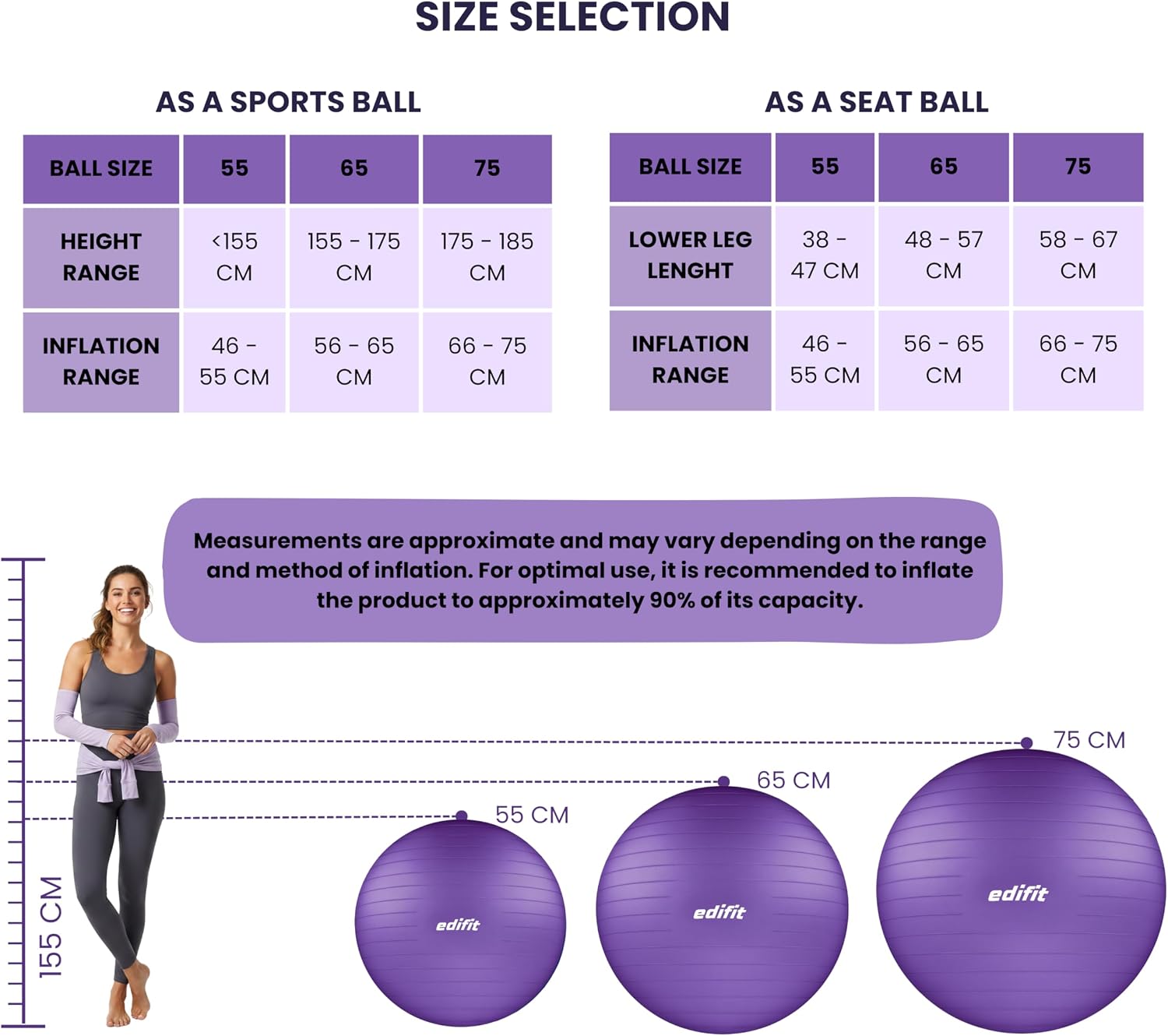 Detalle 2 de EDIFIT Pelota de Pilates 55 cm ✳