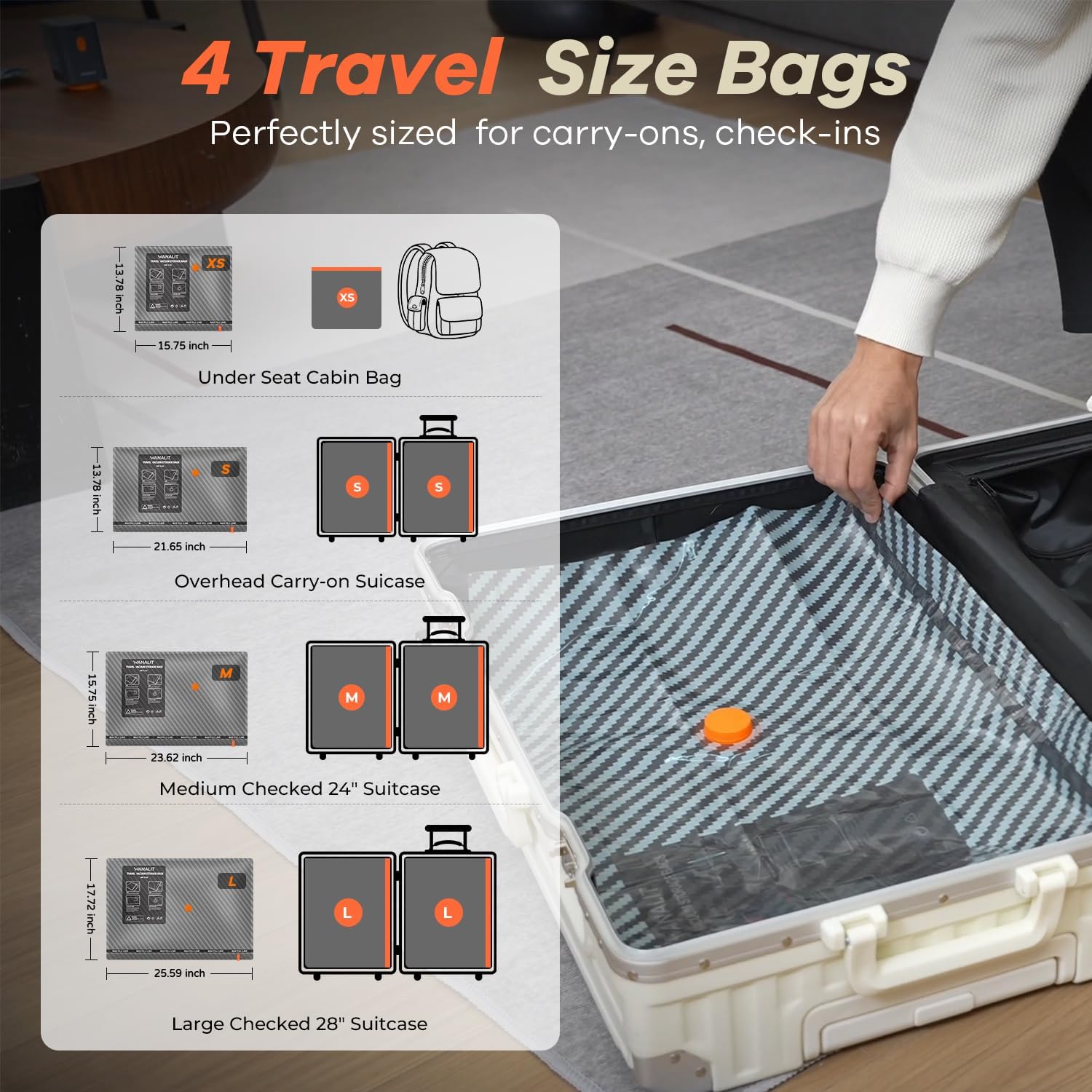 Detalle de Travel Vacuum Bags, 16-Pack