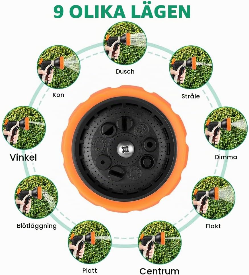 Detalle de ANOMM 5673194 bevattningspistol med 9 sprutmönster och flödesreglering