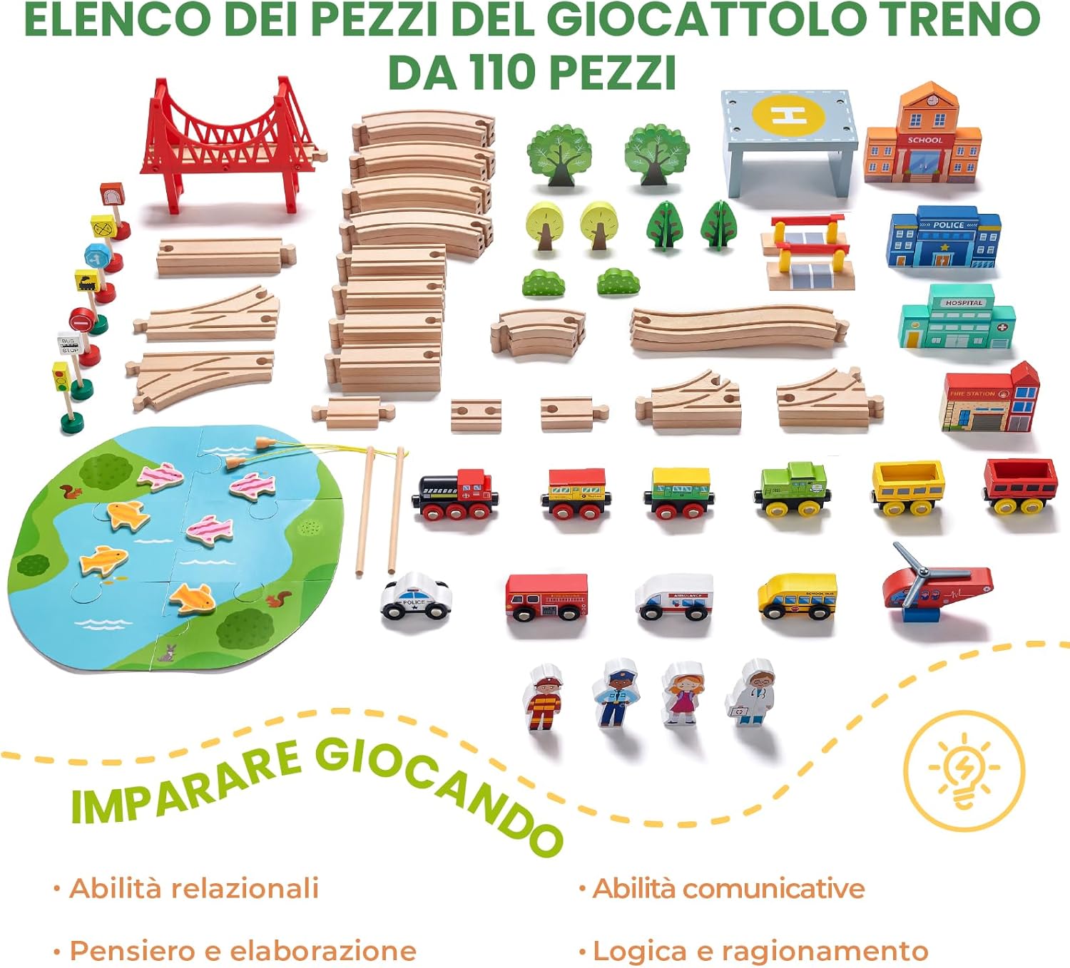 Thumbnail 2 de Tiny Land Set ferroviario 110 pezzi 🚂