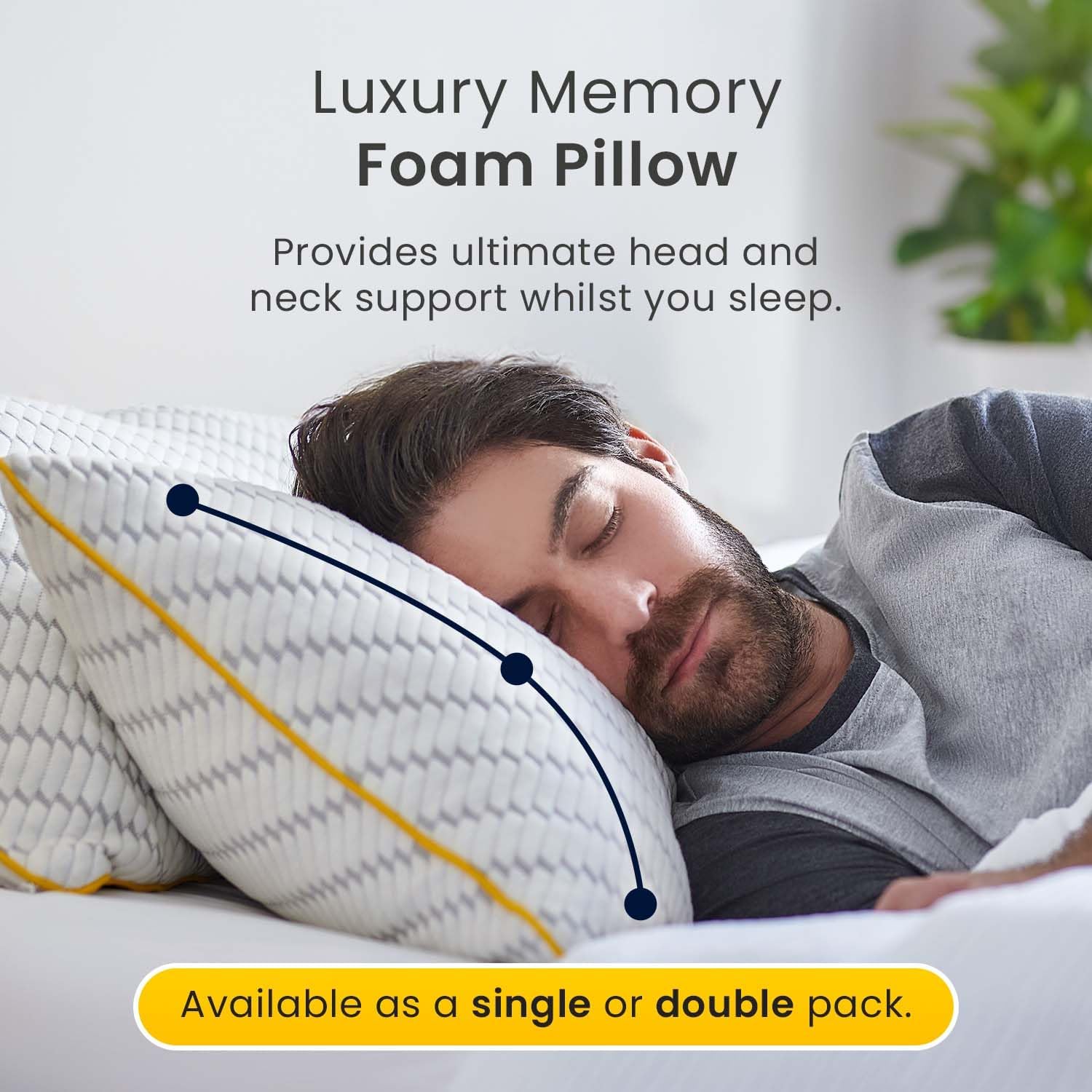 Thumbnail 1 de Cosi Home Luxury Memory Foam Pillow 71x45cm