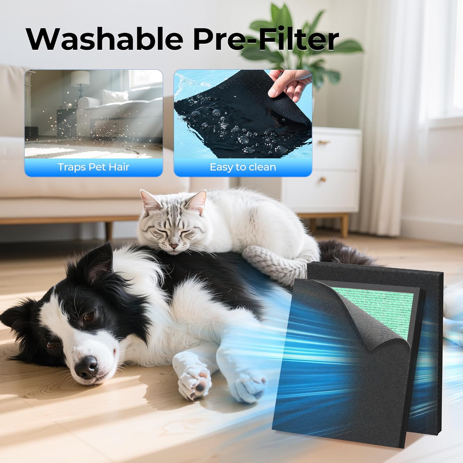 Thumbnail 4 de EVALIT Genuine ET066 Air Purifier Replacement Filter (Pet Dander Version) – HEPA 3-stage filtration, washable pre-filter