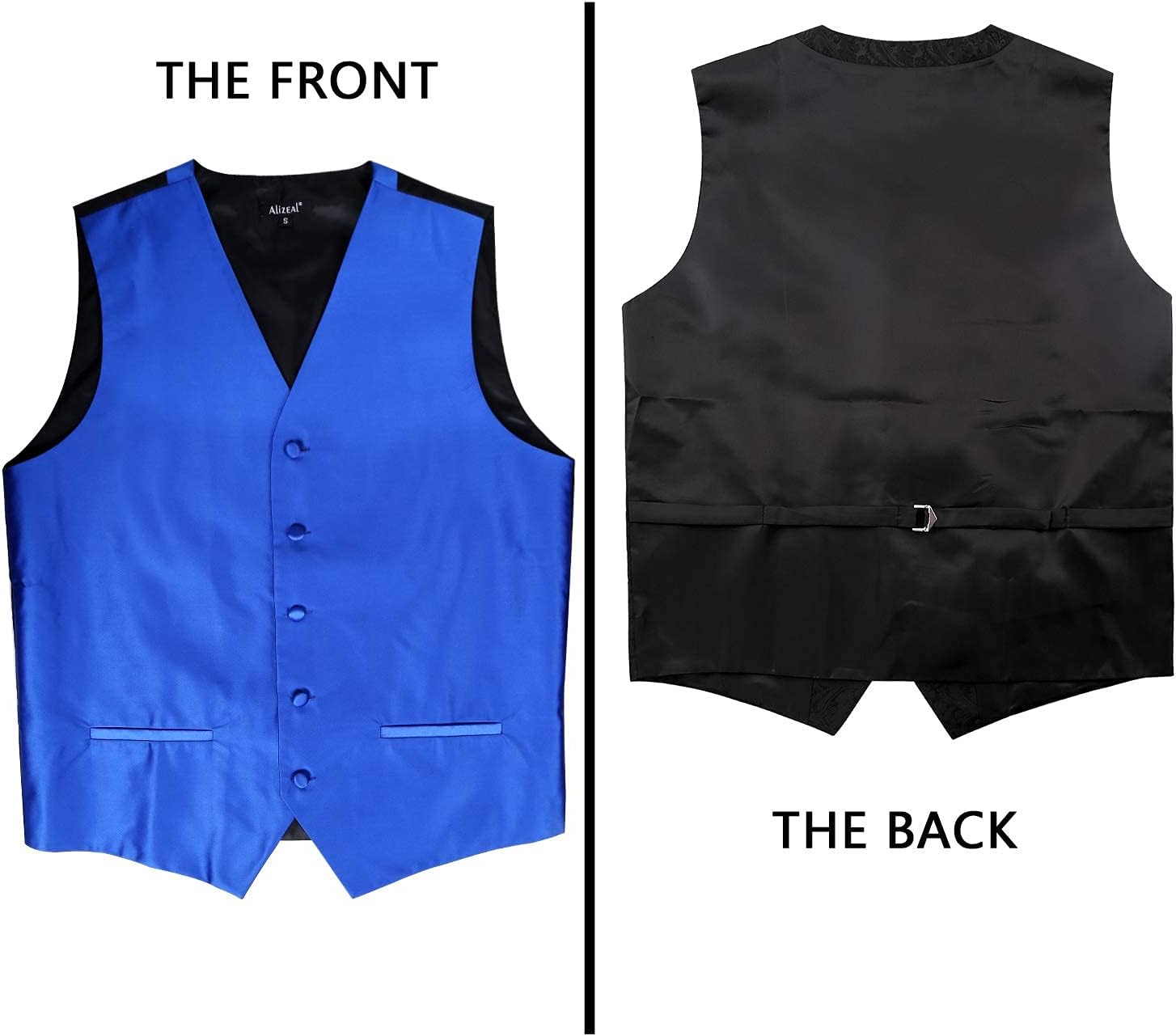 Thumbnail 2 de Alizeal Mens Classic 5 Pcs Solid Colour Satin Suit Vest Set
