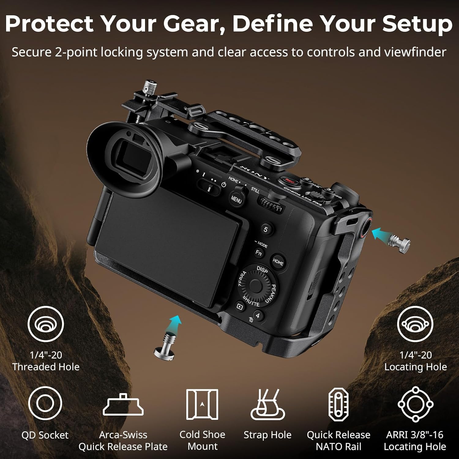 Thumbnail 1 de SmallRig FX2 HawkLock Quick Release Camera Cage Kit for Sony (5588) with XLR handle extension and Arca-style plate