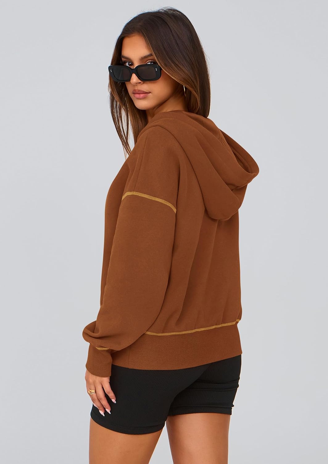 Detalle 1 de PRETTYGARDEN Pr785 Women's Cropped Hoodie, Half-Zip and Fleece-Lined