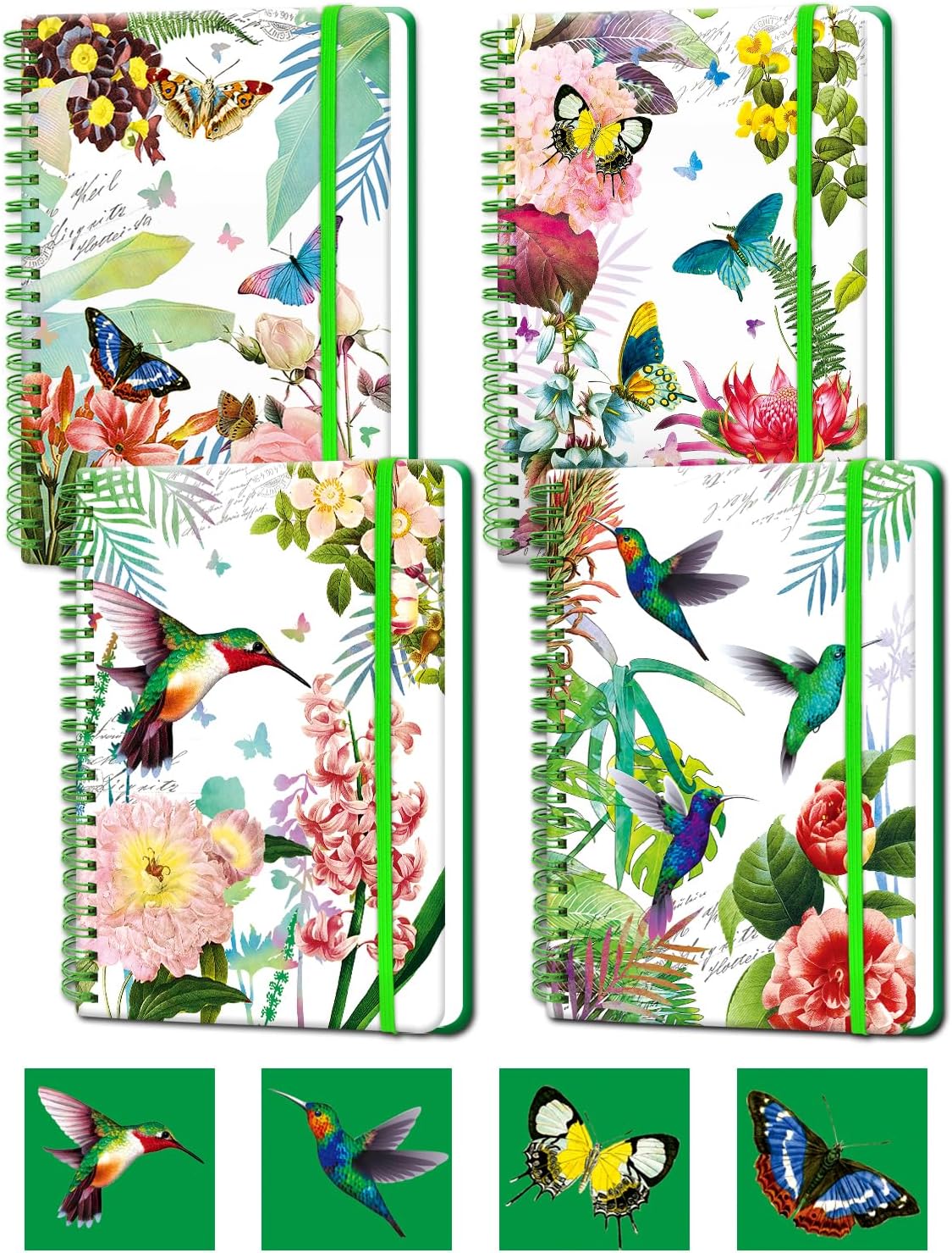 Detalle de Melurika 4-Pack A5 Spiral Notebooks, Hardcover, College-Ruled Floral Journals