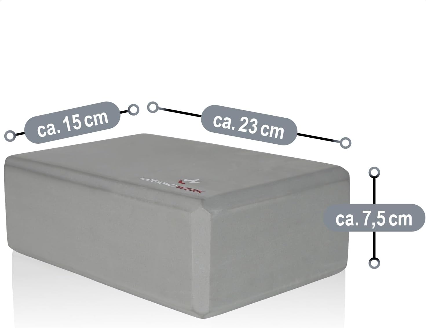 Detalle de Legendwerk Yoga Block robusto e antiscivolo – confezione doppia in EVA, 23x15x7,5 cm