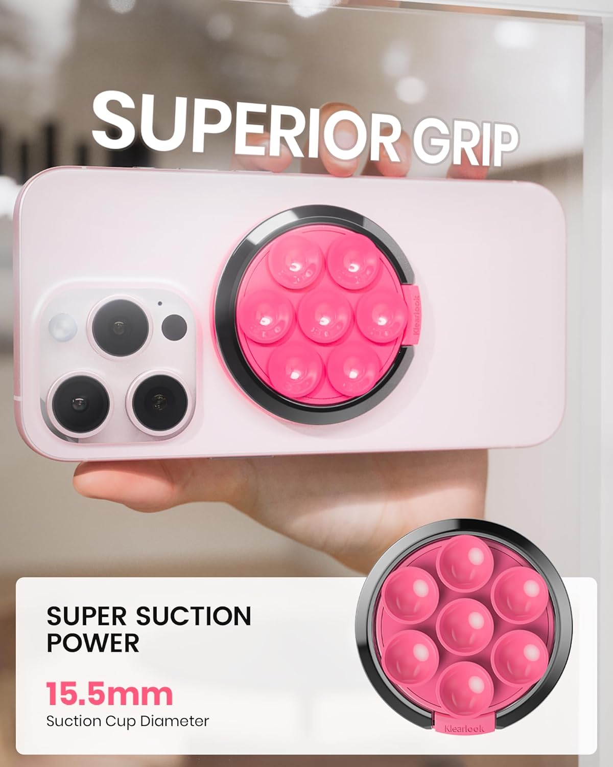 Thumbnail 3 de Magnetic Suction Phone Mount for MagSafe Case with Sticky Grip (Hot Pink)