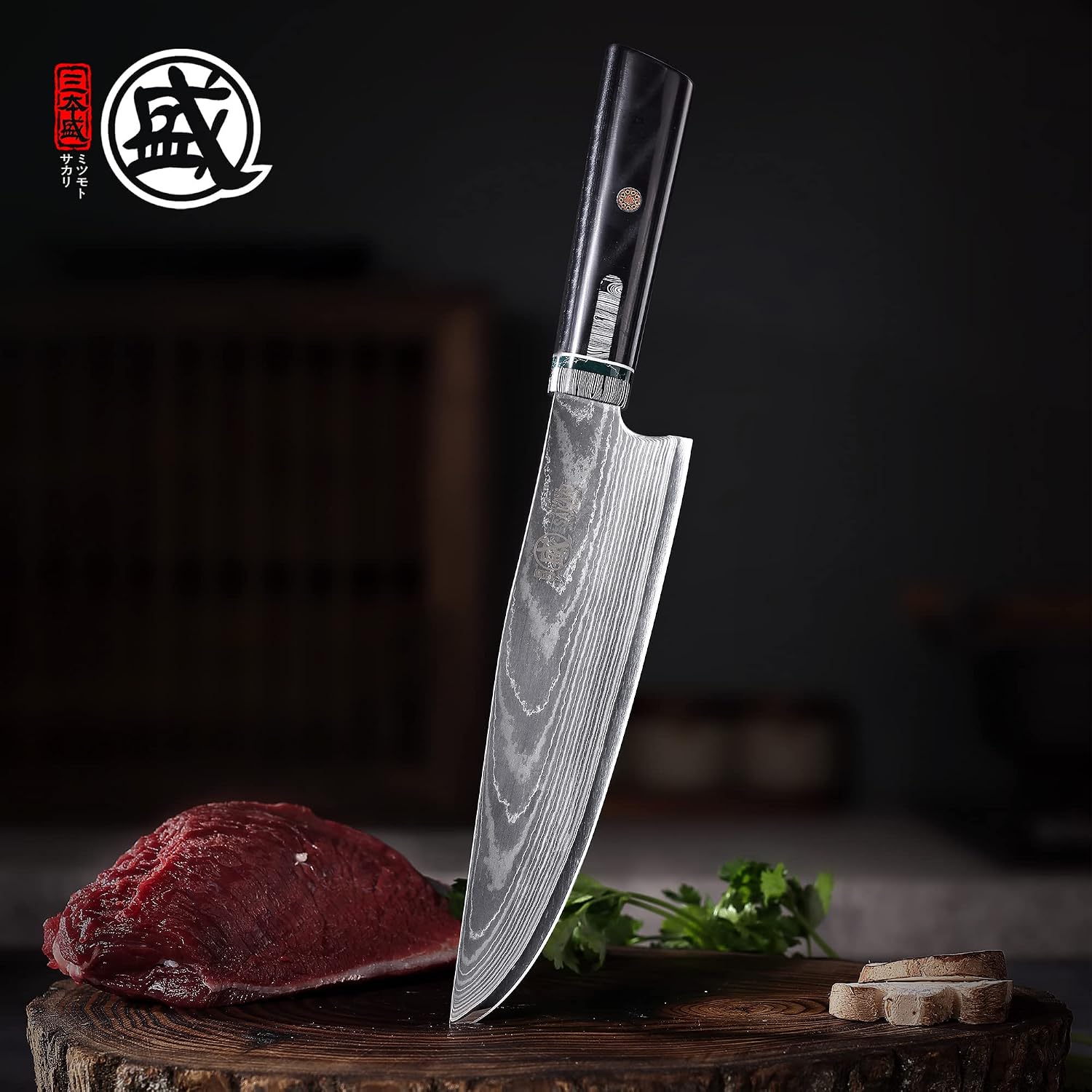 Thumbnail 6 de MITSUMOTO SAKARI 20 cm Gyuto-koksmes van HAP40-poederstaal