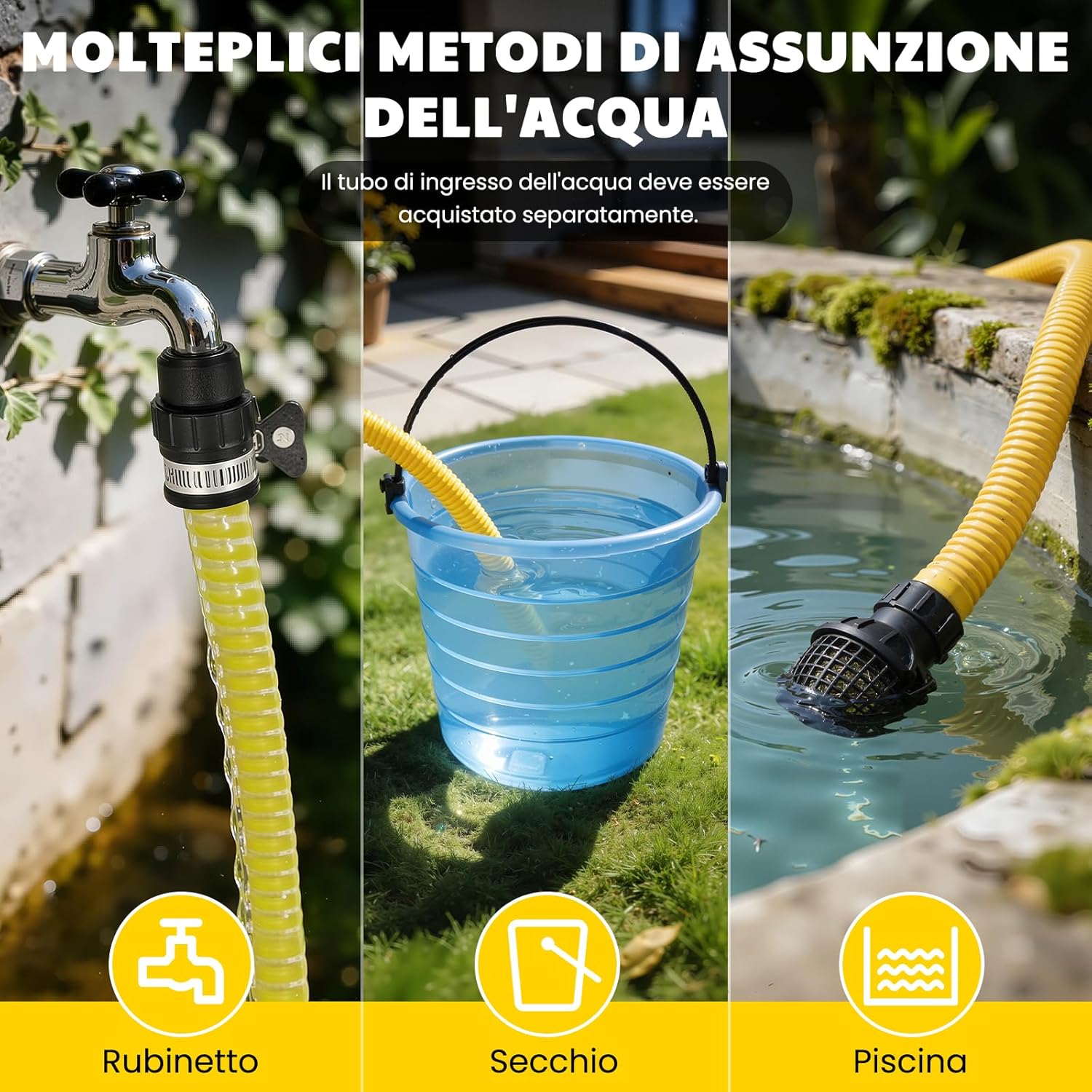 Detalle de Idropulitrice professionale 120 Bar – Espoma, 1400 W, 380 L/h, Autoadescante, 7 m, per auto e terrazzo