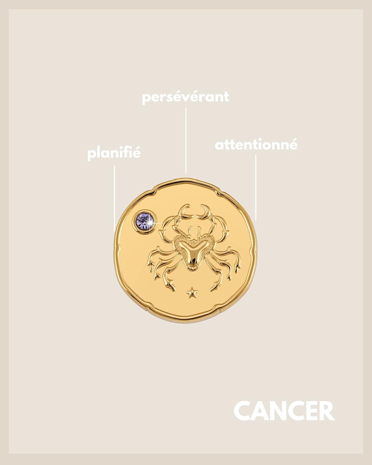 Detalle de GD GOOD.designs EST. 2015 Collier en or 18K avec pierre de naissance et pendentif zodiaque