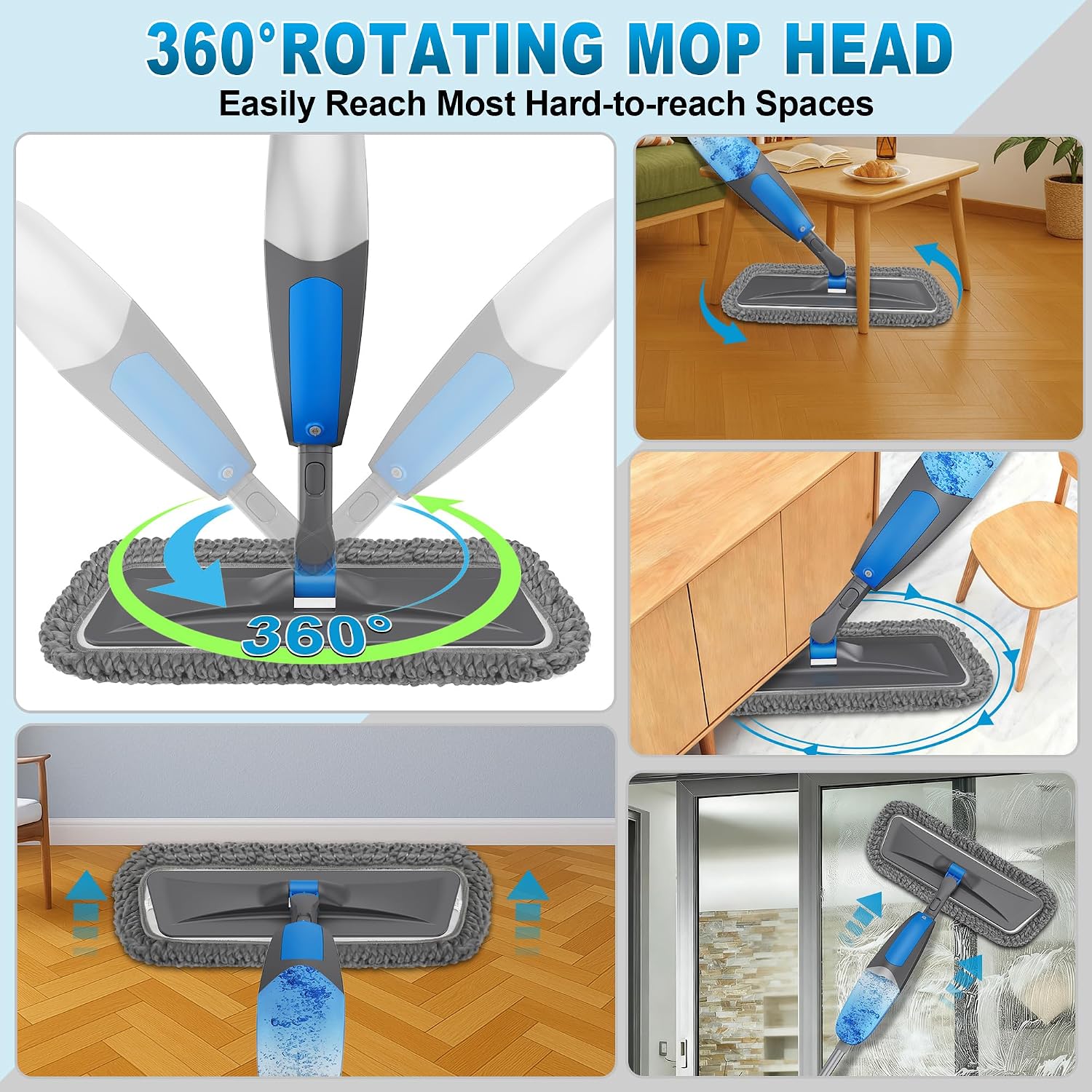 Thumbnail 6 de BPAWA Spray Mop with 550ml Refillable Bottle and Washable Microfiber Pads