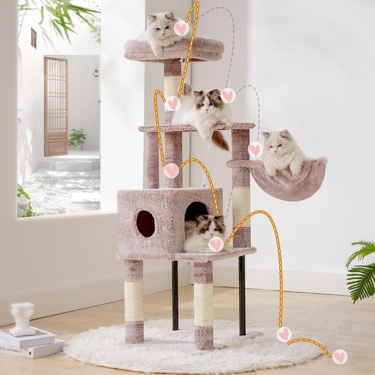 Detalle de Heybly Cat Tree, 125 cm Cat Tower for Indoor Cats (HCT200SMU)