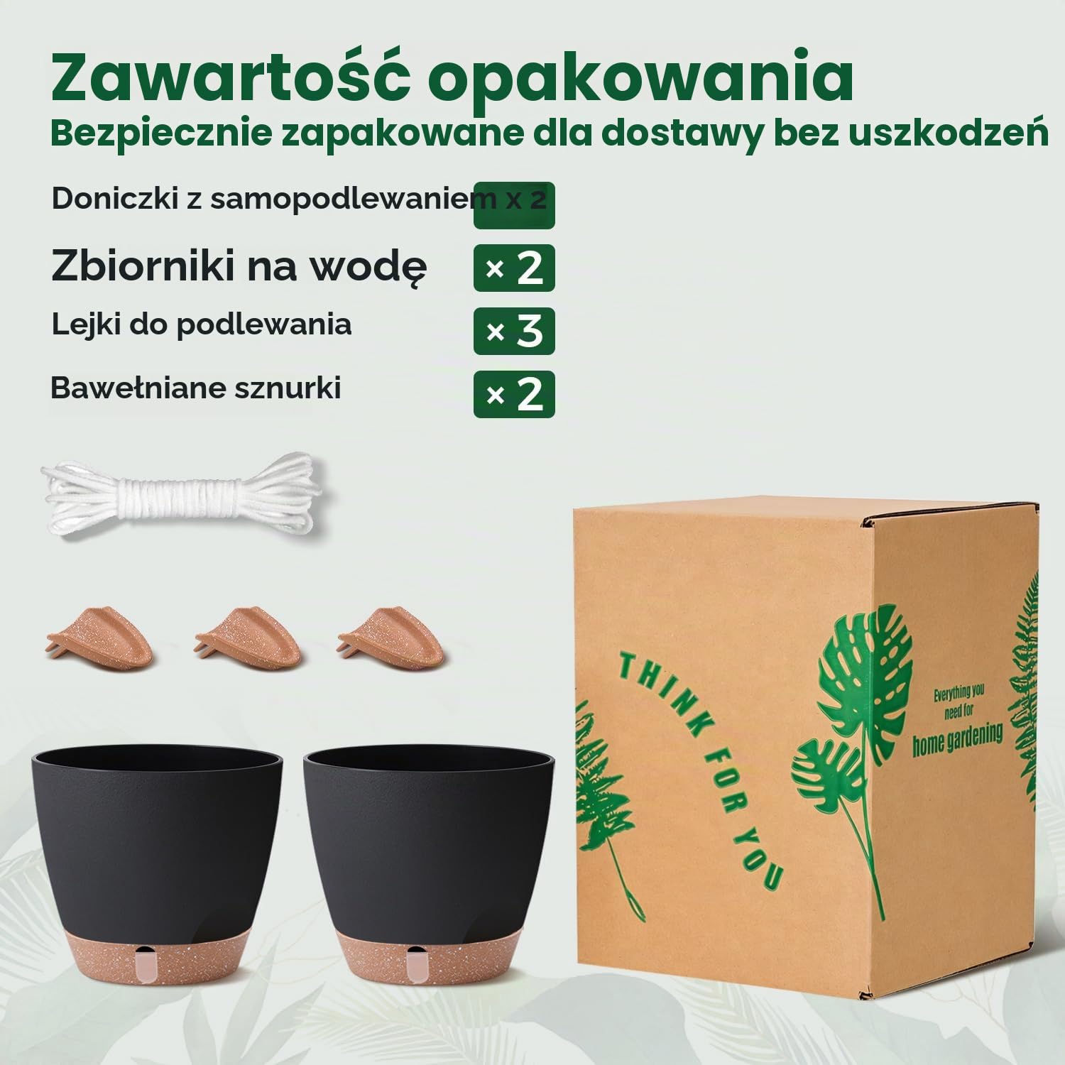 Detalle 2 de T4U PG3084 doniczki samonawadniające 20 cm, zestaw 2 szt., czarne