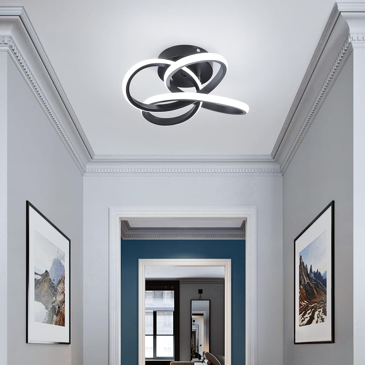 Detalle de Black 30cm LED ceiling light, 26W 6000K