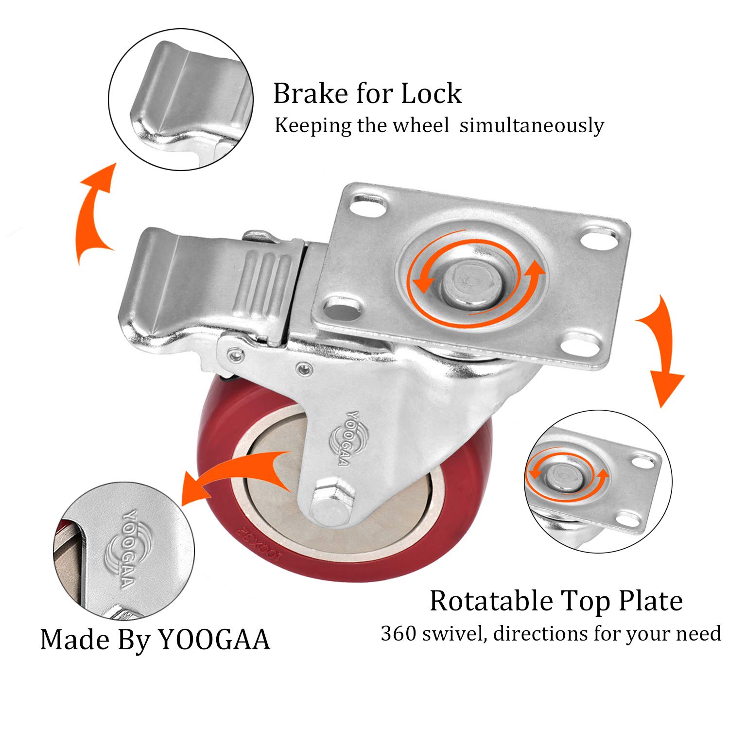 Detalle 2 de YOOGAA caster wheels, 4-inch