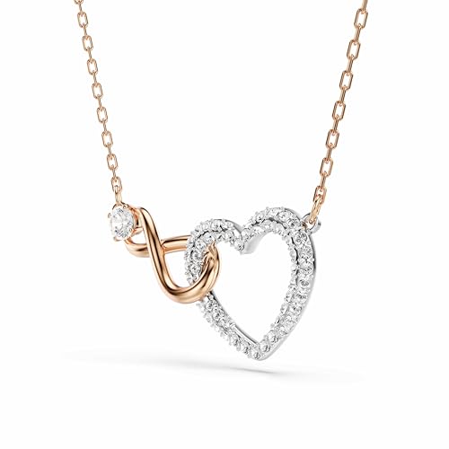 Detalle de Swarovski Collana Infinity, Infinito e Cuore – Bianca, mix di finiture