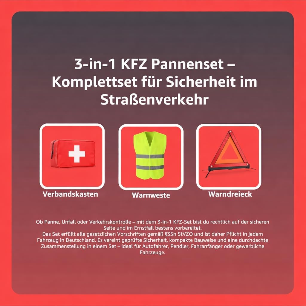 Thumbnail 1 de 3 in 1 Pannenset 2026 Auto Erste Hilfe Set