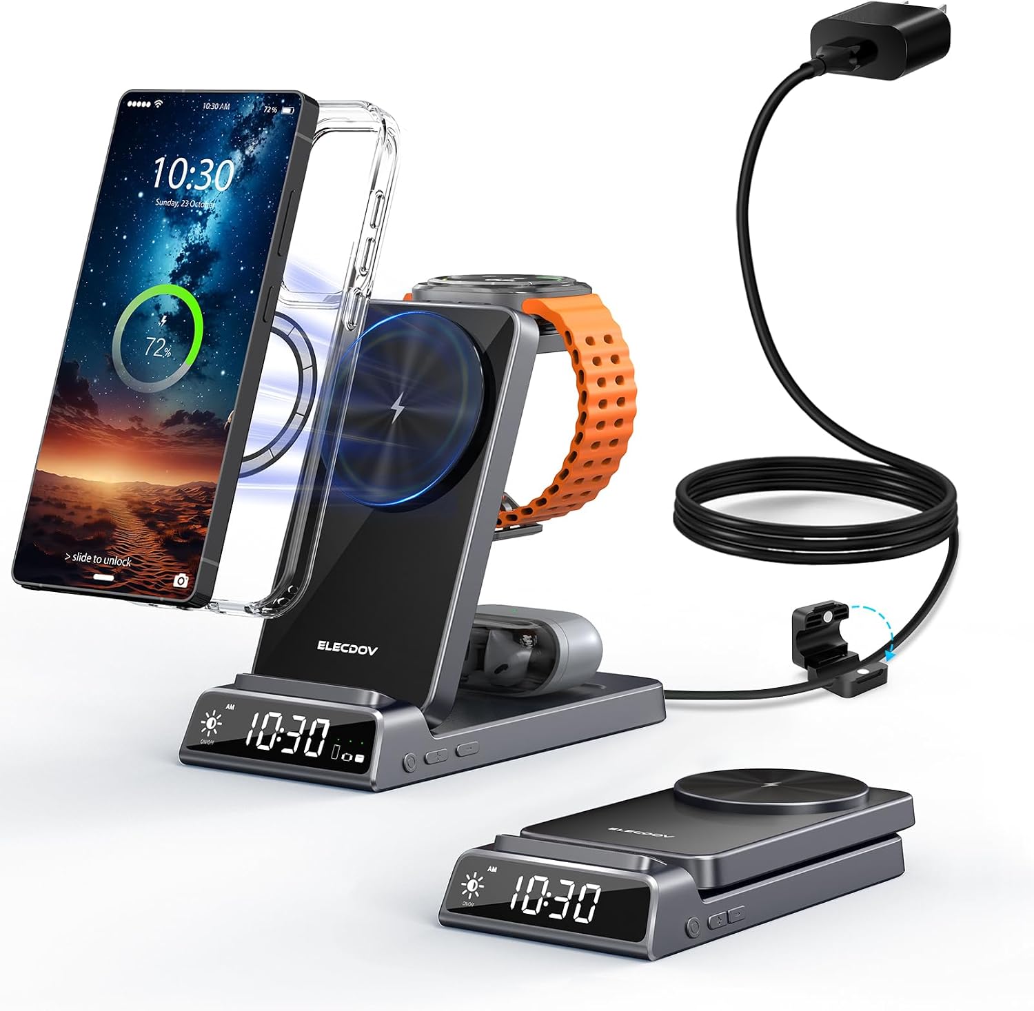 Detalle de Magnetic Wireless Charger for Samsung: 3 in 1 Mag Safe Dock for Galaxy Phones, Watch and Buds