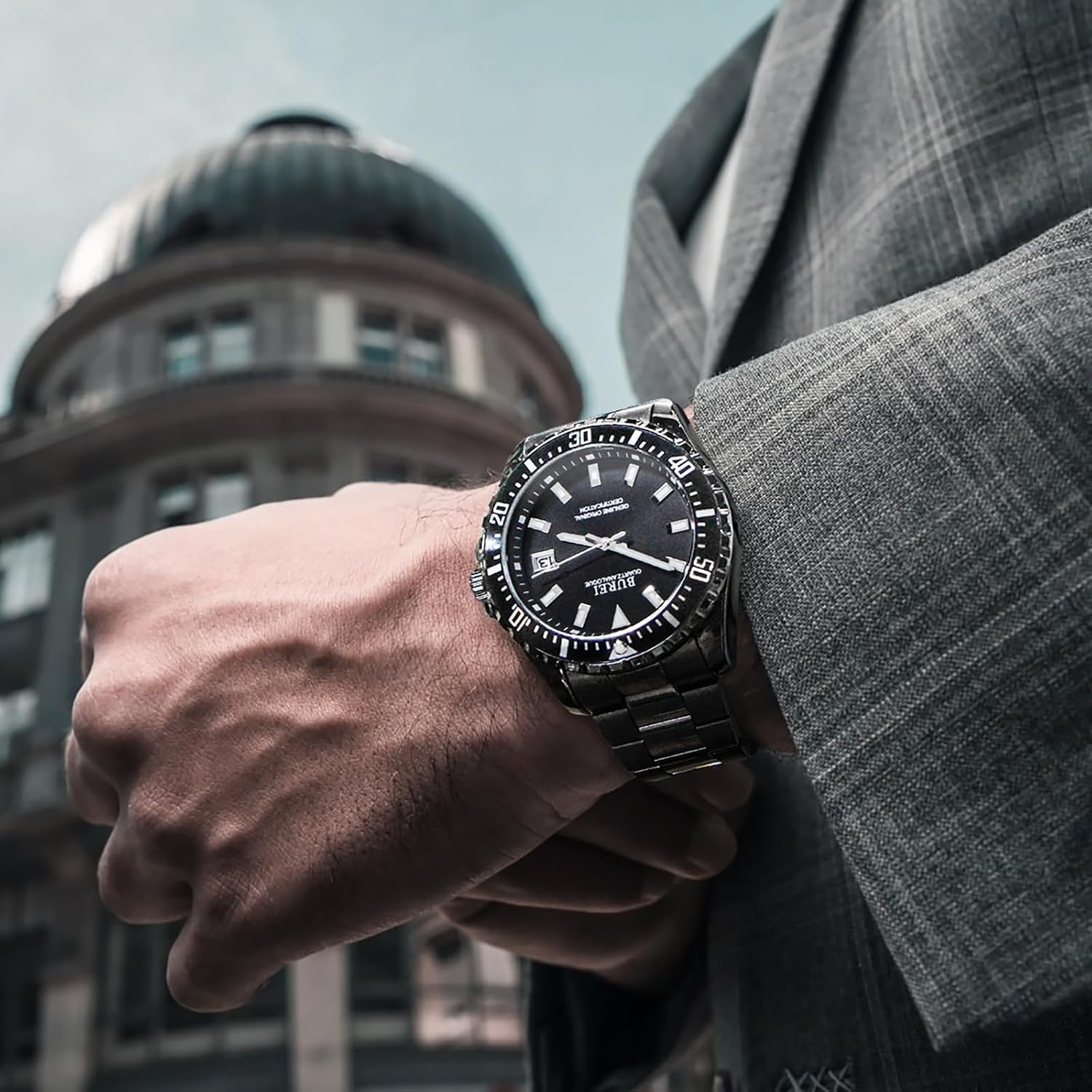 Thumbnail 6 de BUREI Montre homme quartz, cadran grand