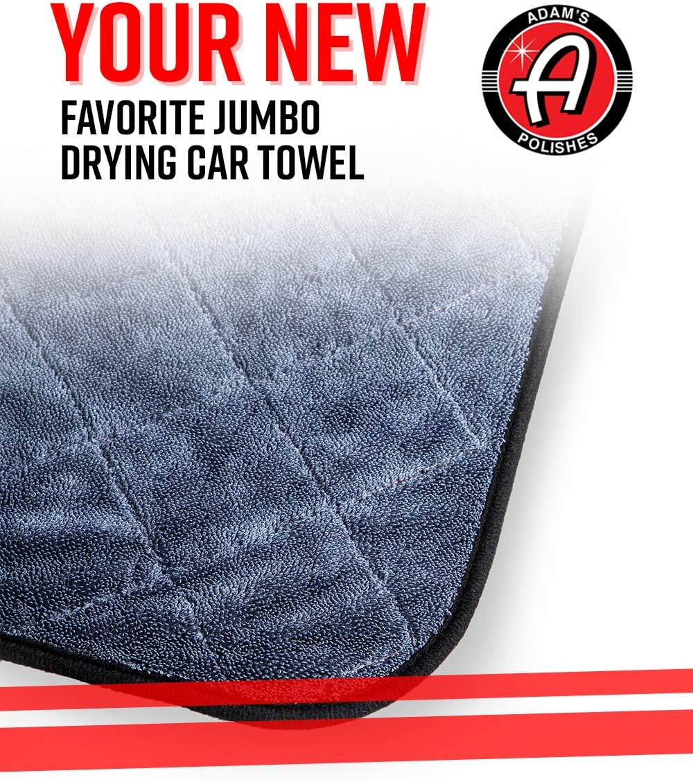 Detalle de Adam’s Polishes Jumbo Plush Drying Towel (33 x 29 in, 1500 GSM) — Absorbent Microfiber Drying Cloth, White (1 Pack)