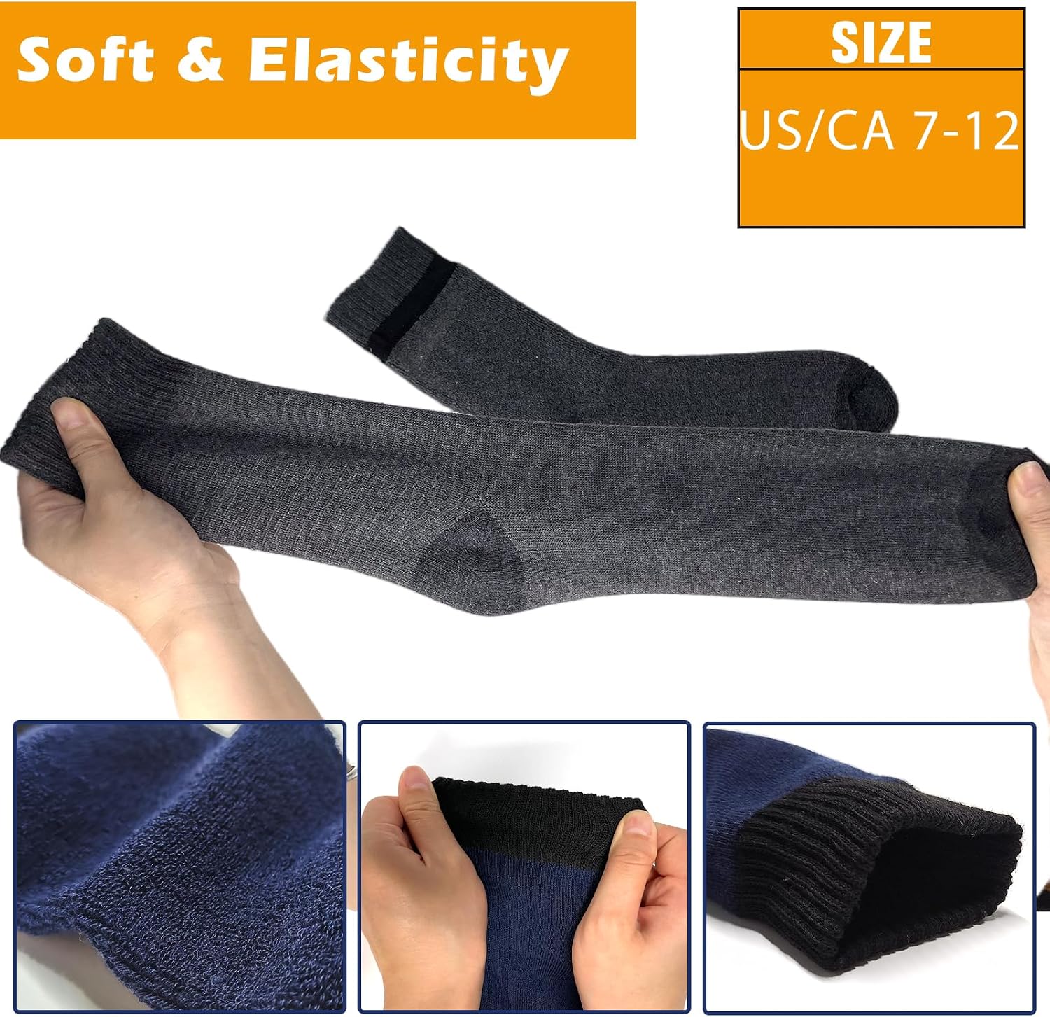 Detalle de VoJoPi Men’s Thermal Socks, 5-Pair Wool-Blend Crew Socks for Winter